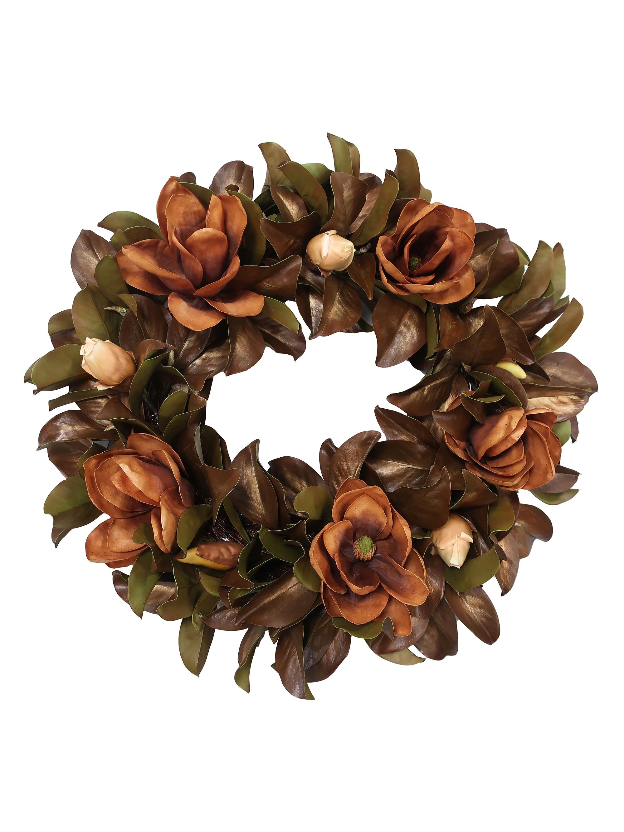 Winward Home Magnolia Faux Wreath - Antique Brown