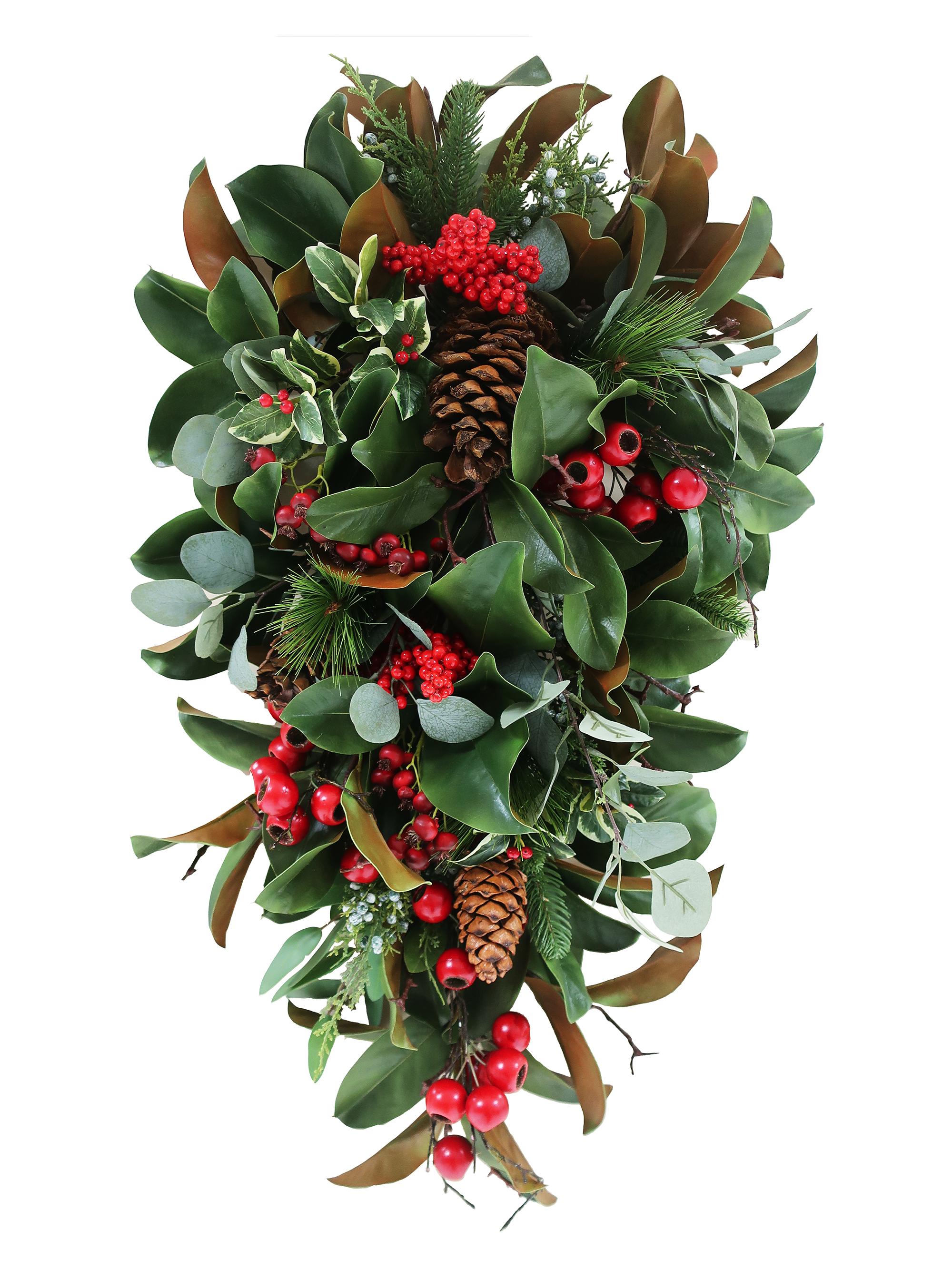 Winward Home Tear Drop Deluxe Large Faux Leaf Foliage - Red Green