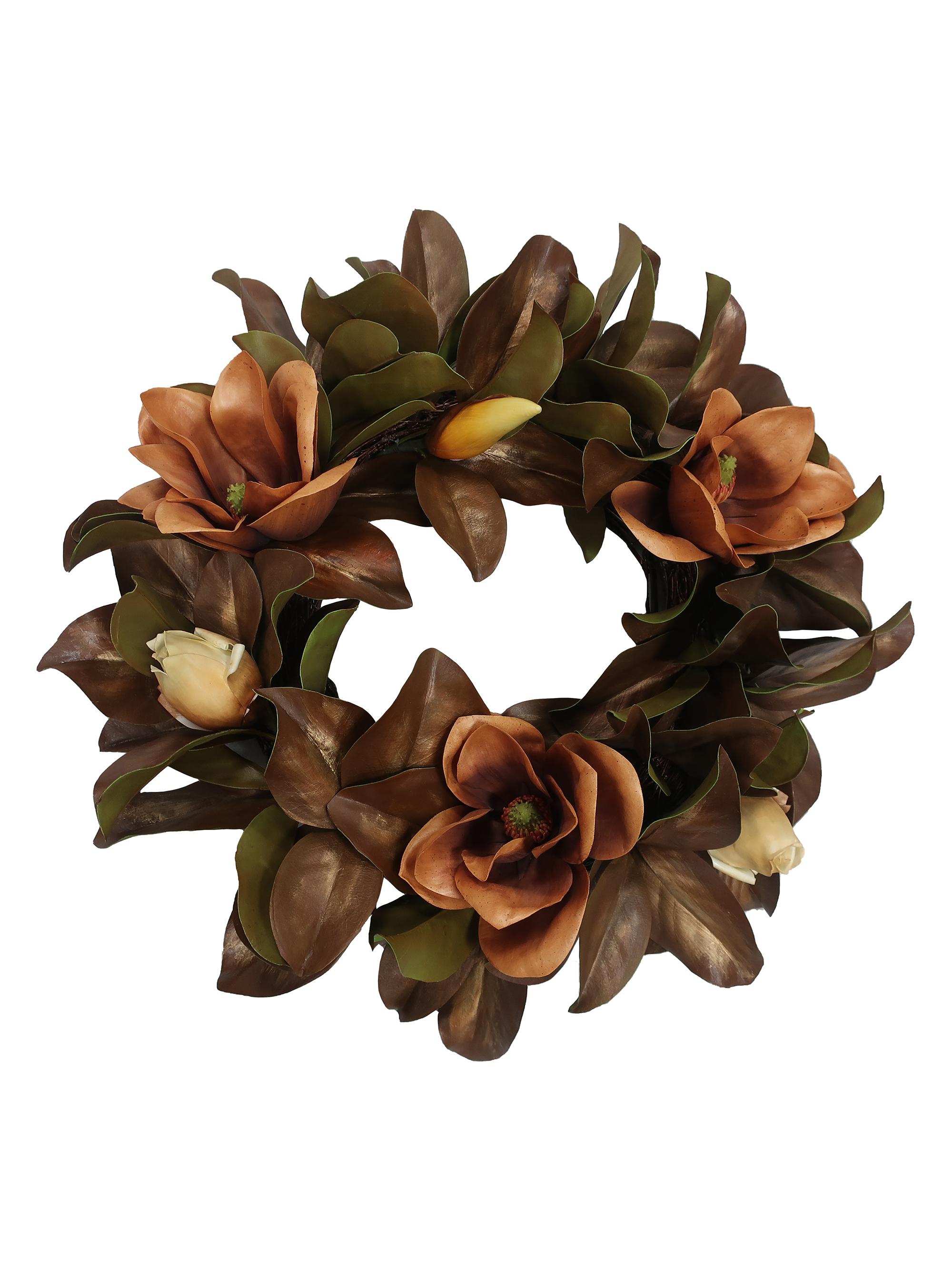 Winward Home Magnolia Faux Wreath - Antique Brown