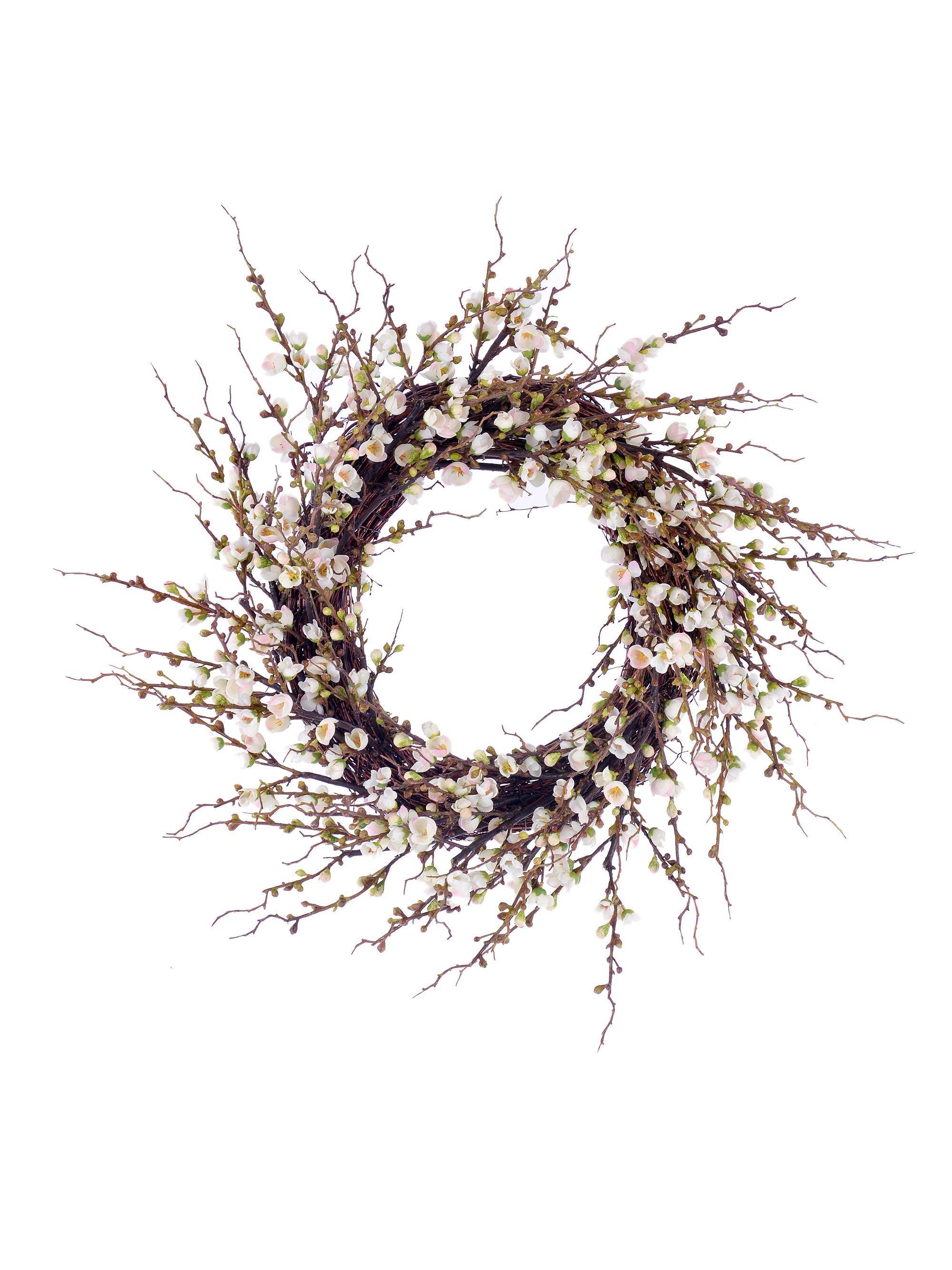 Winward Home Peach Blossom Faux Wreath - White