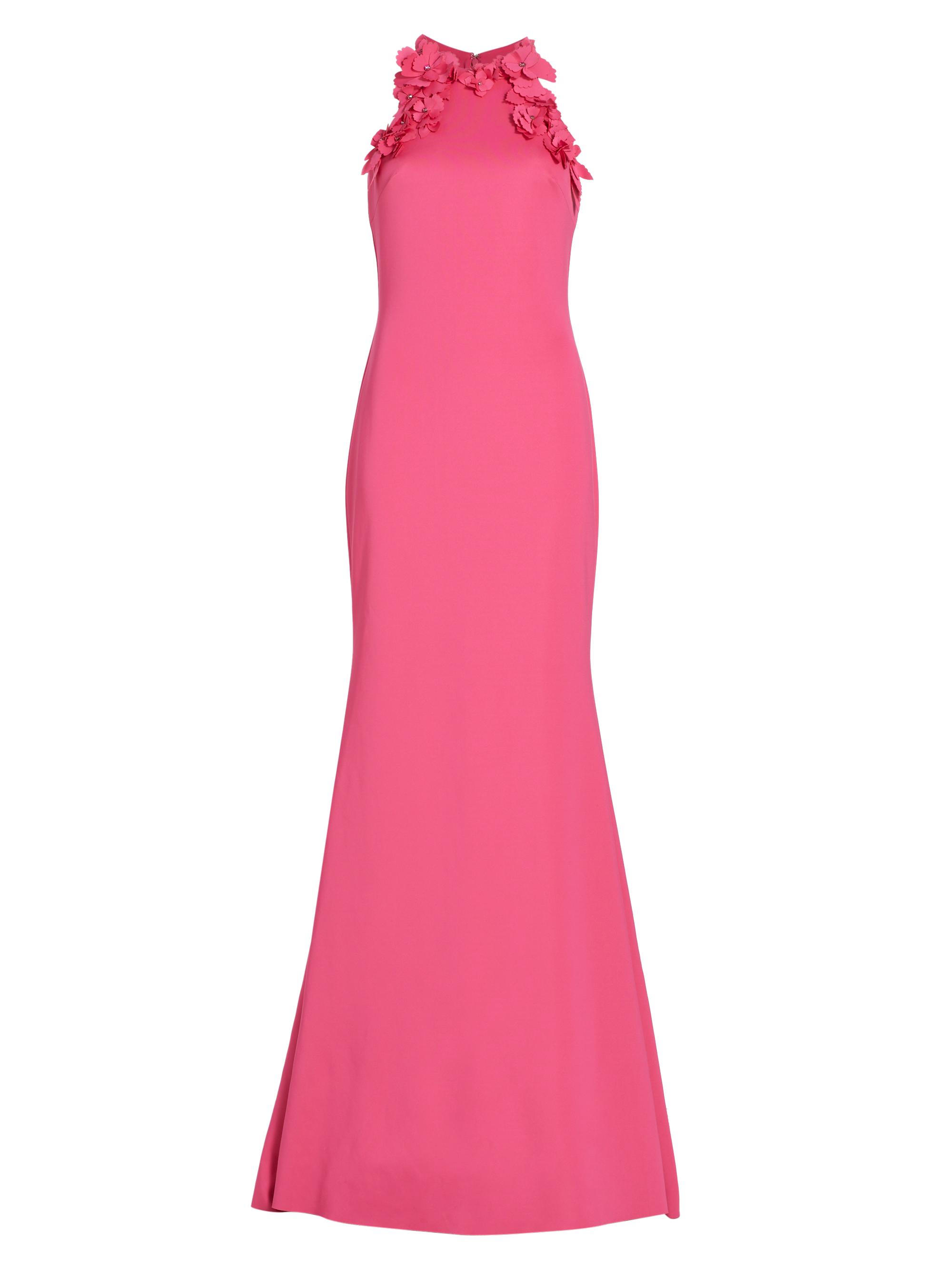 Badgley Mischka Women's Floral Appliqué Racerback Gown - Rose