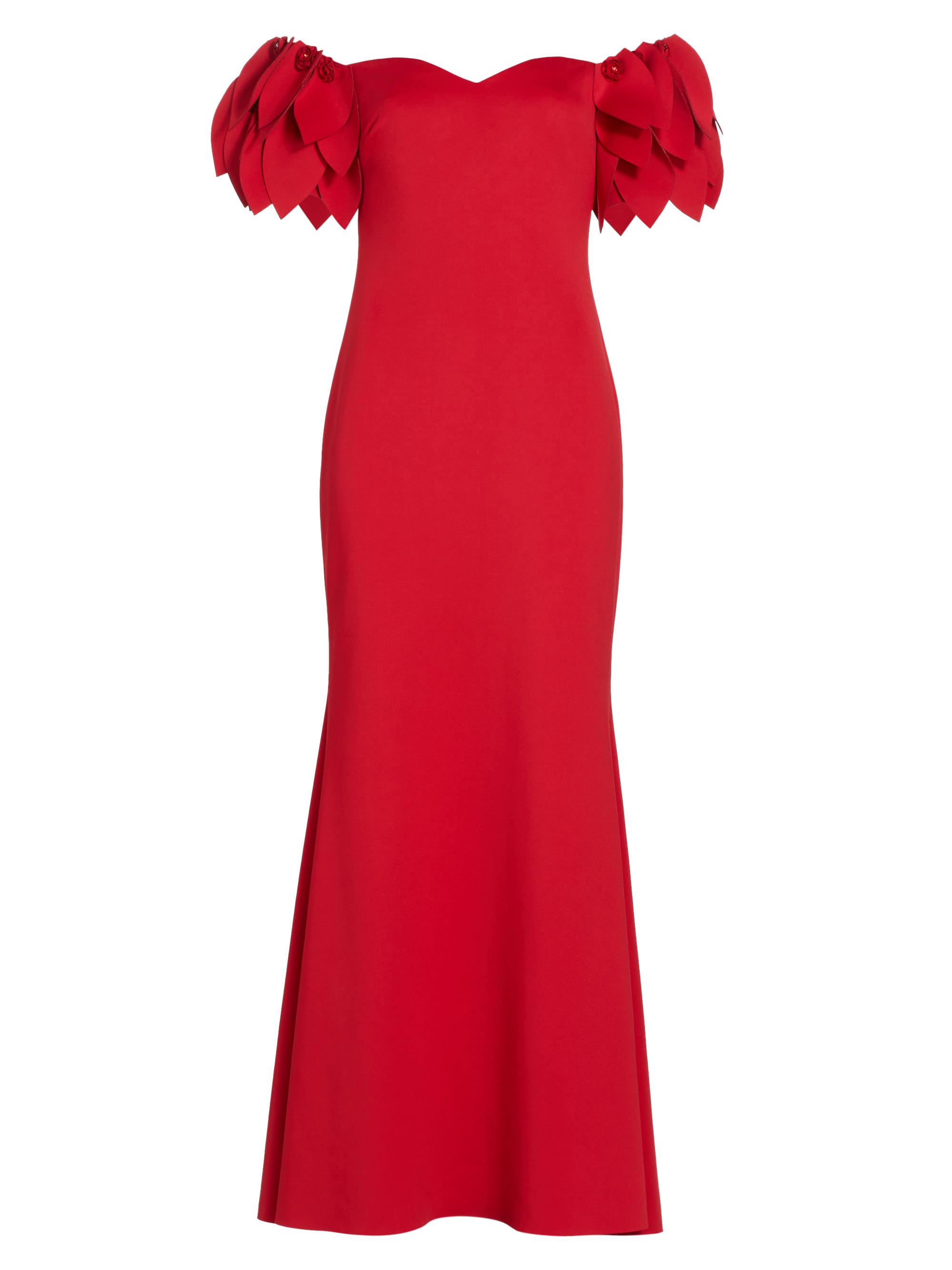 Badgley Mischka Women's Petal Off-the-Shoulder Mermaid Gown - Red