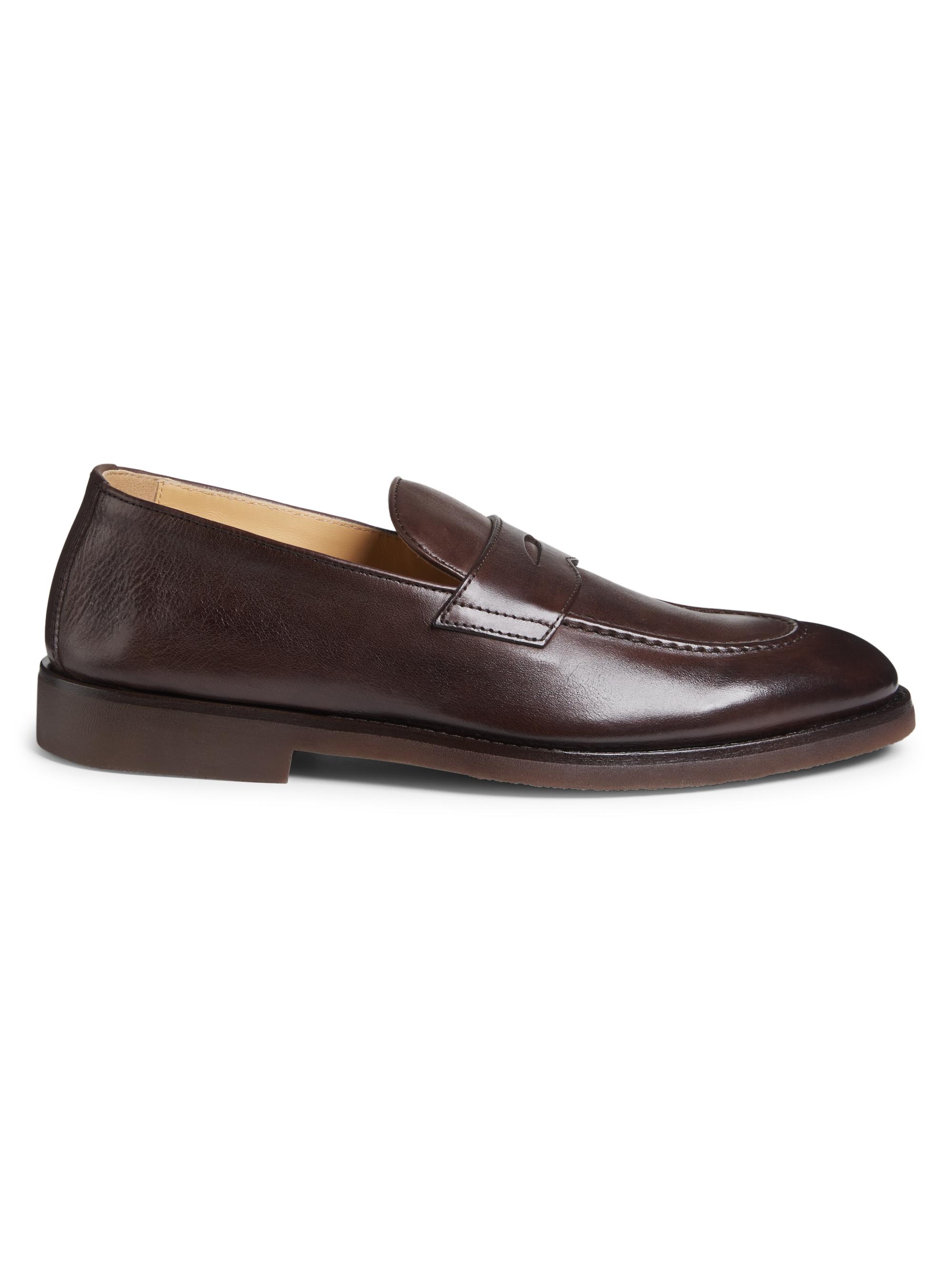 BRUNELLO CUCINELLI フラットシューズ 37½ ブラウン Brunello Cucinelli Leather Loafers | Saks Fifth Avenue