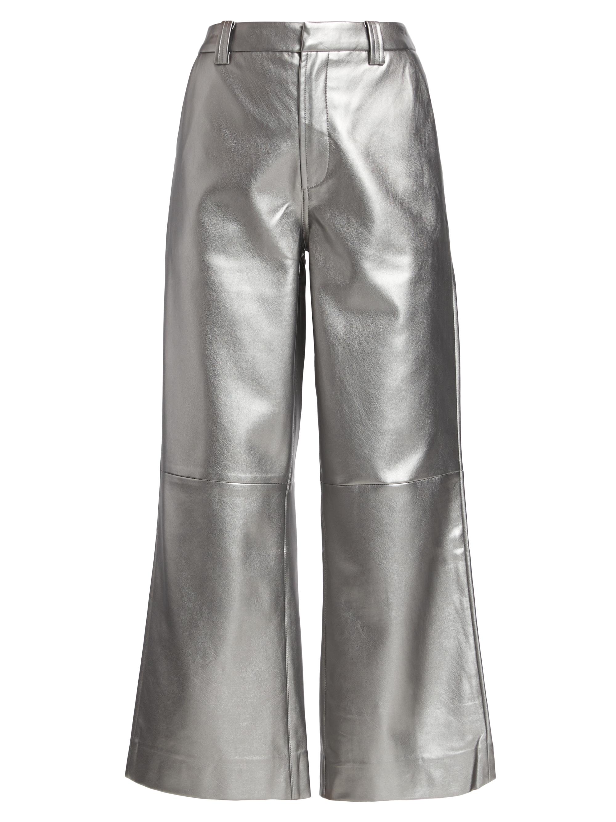 Joe's Jeans Women's  by Dani Michelle The Mia Vegan Leather Metallic Cropped Pants - Metallic Silver