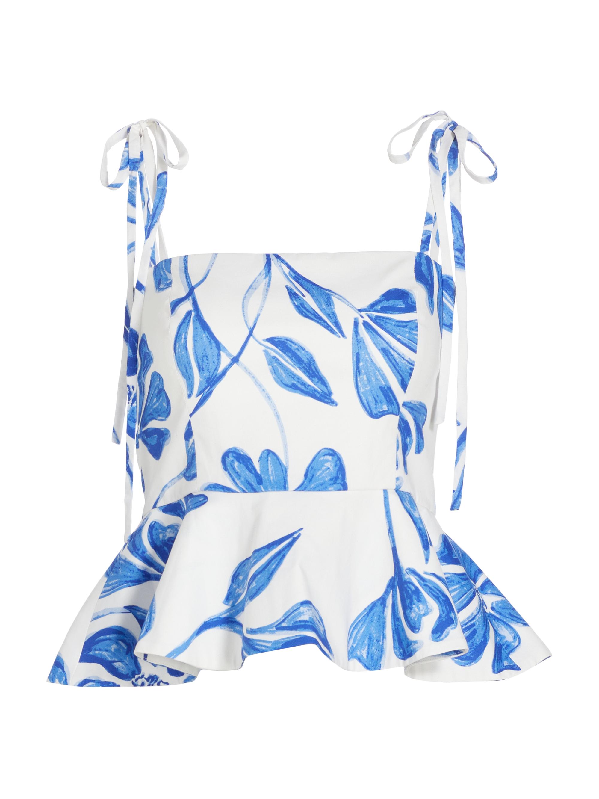 PatBO Women's Nightflower Floral Peplum Tank - White