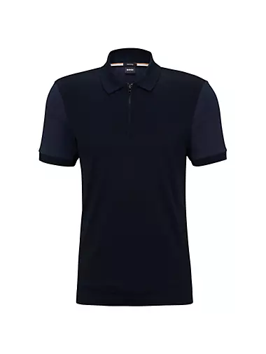 BOSS - Oversized-fit mercerised-cotton polo shirt with printed monograms