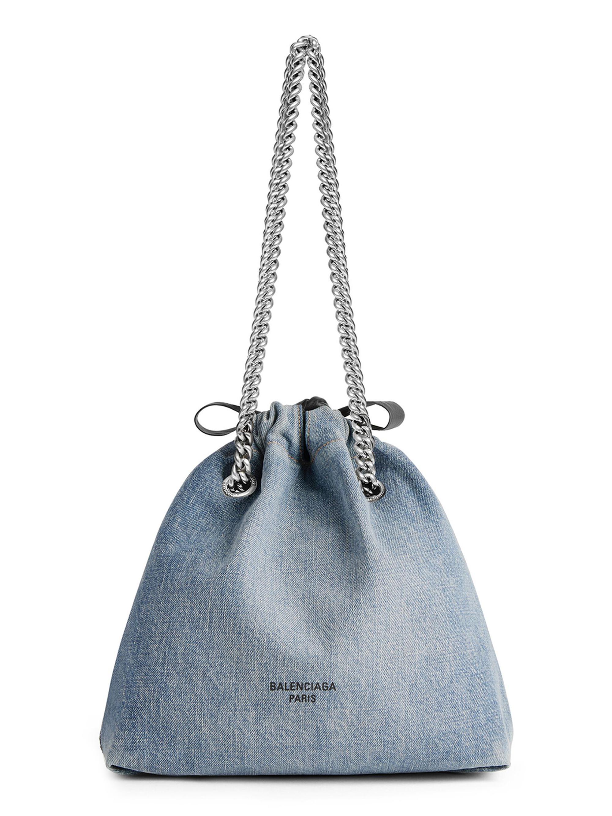 Balenciaga Women's Crush  Tote Bag Denim - Blue