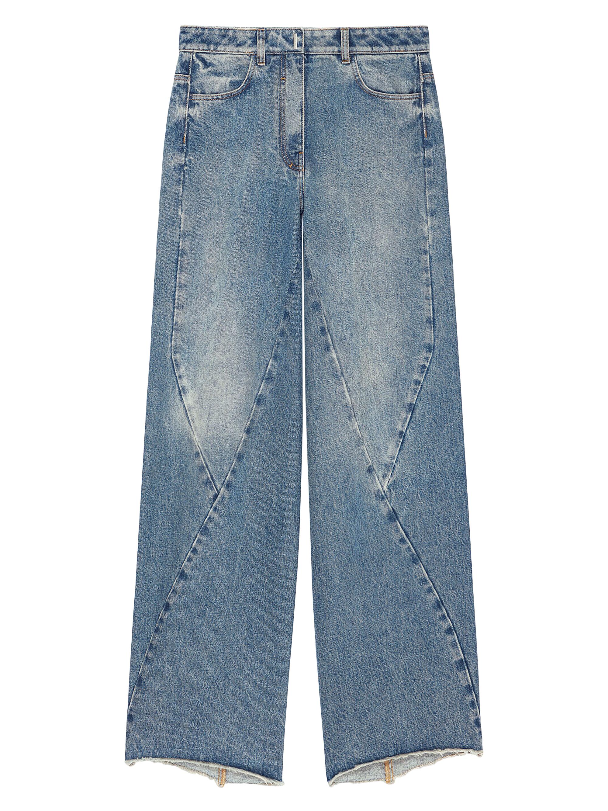 Givenchy Women's Oversized Jeans In Denim With Stitching Details - Medium Blue