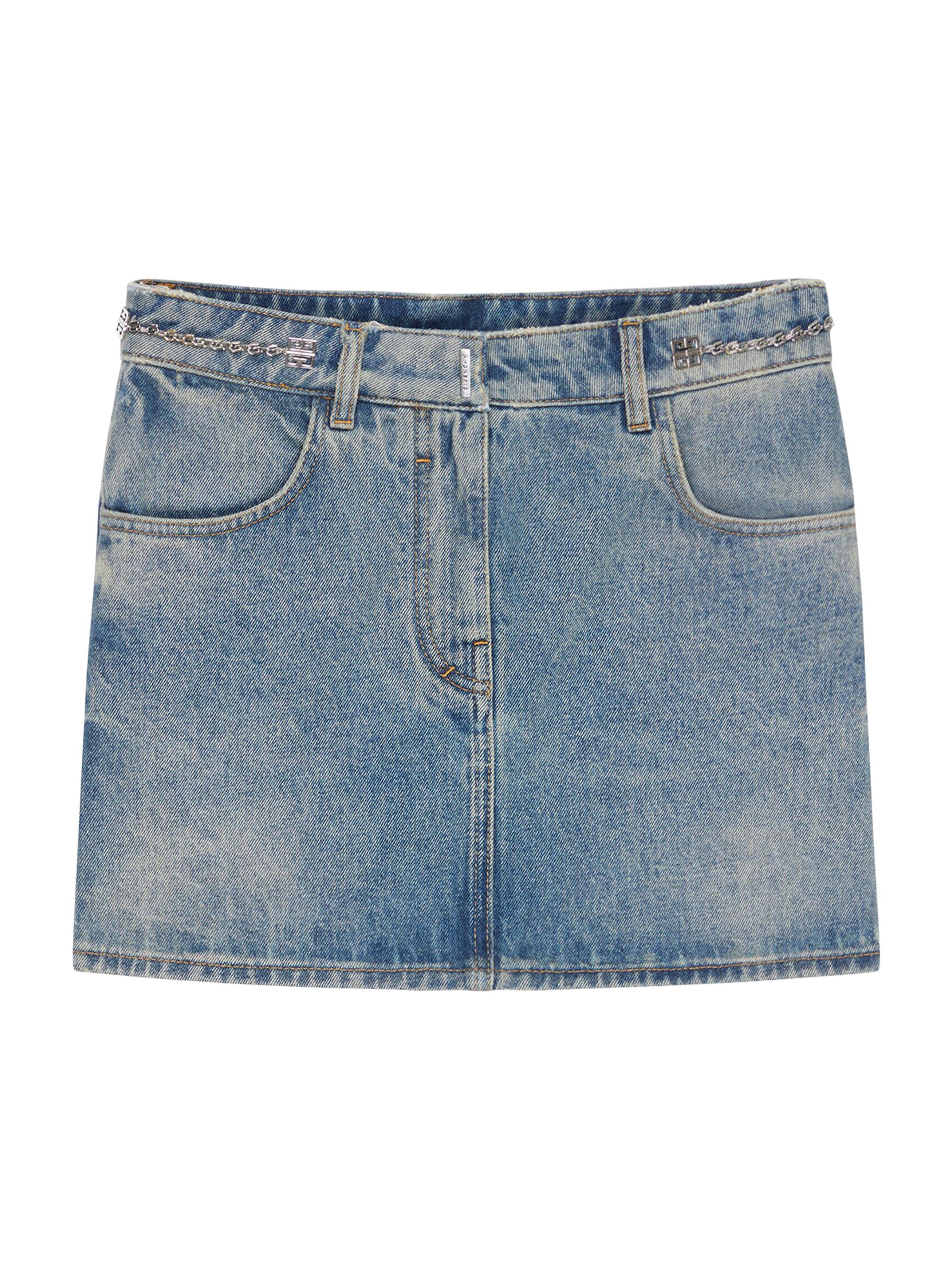 Givenchy Women's Skirt In Denim With Chain Details - Medium Blue