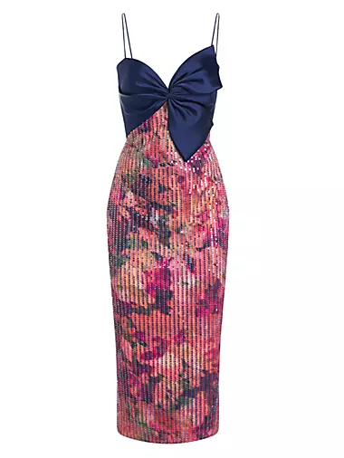 Rosa Sequined Bow Midi-Dress