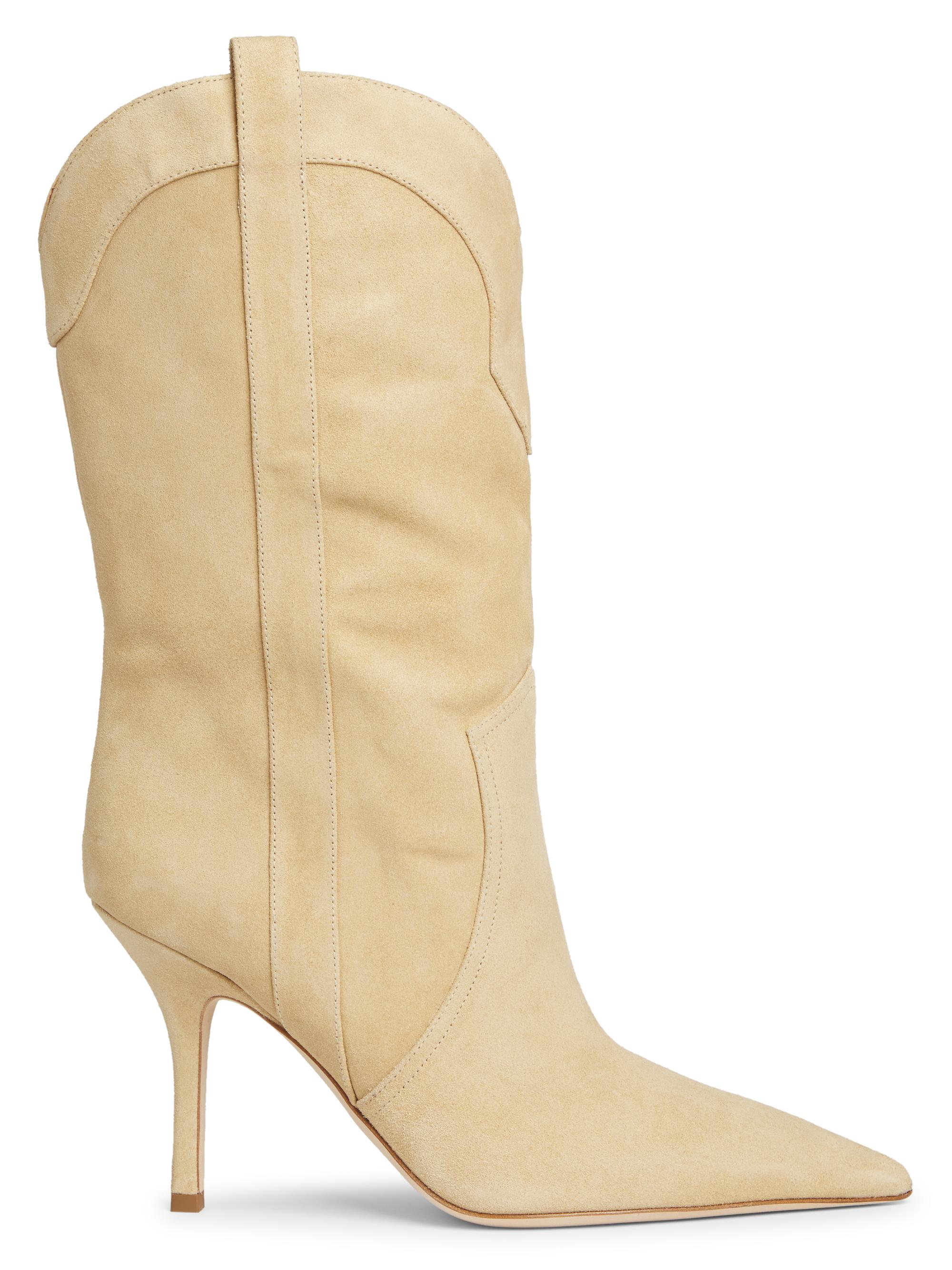 Paris Texas Women's Paloma 95MM Suede Mid-Calf Boots - Ecru