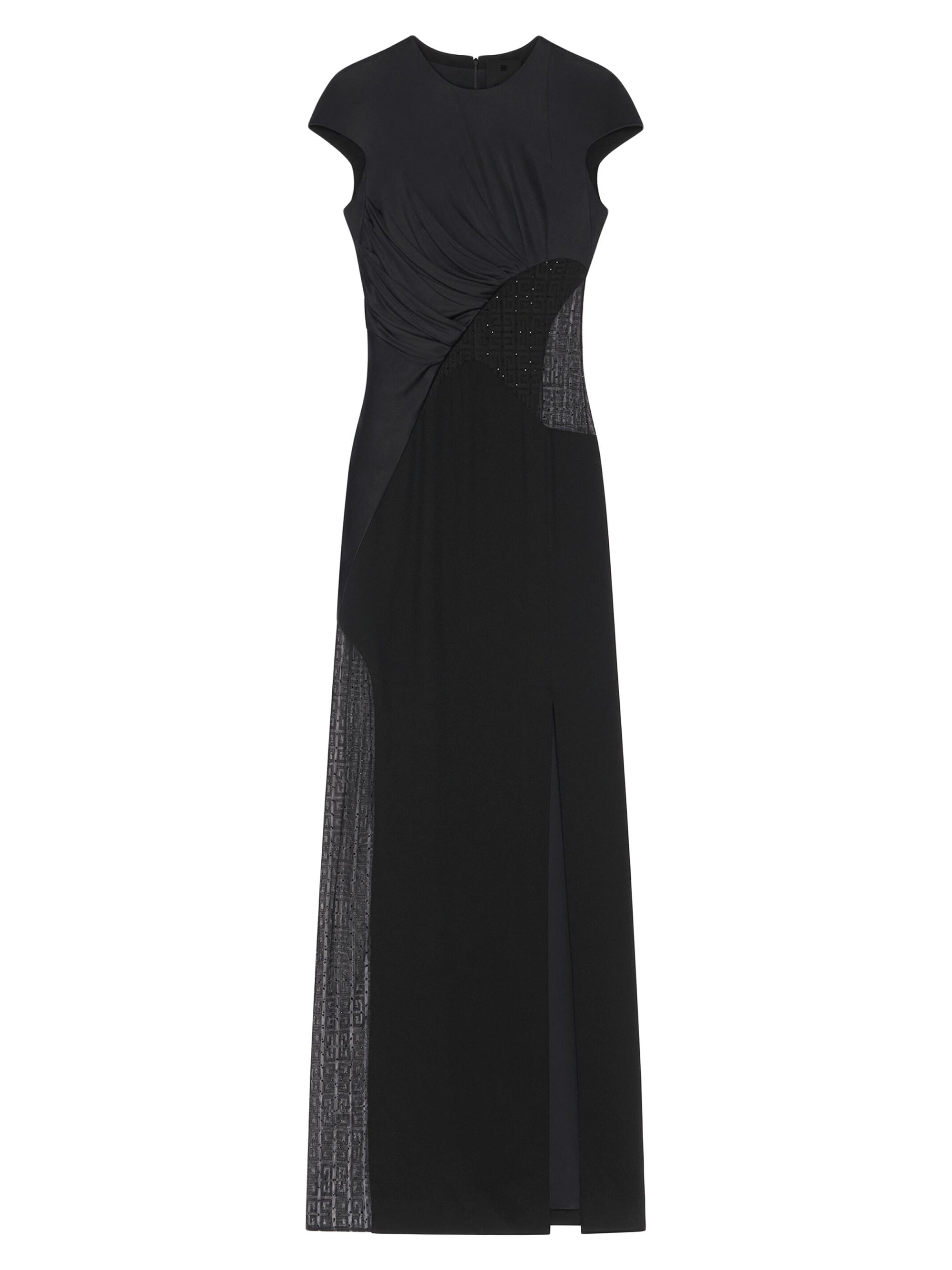Givenchy Women's Evening Satin Dress And 4G Lace With Rhinestones - Black