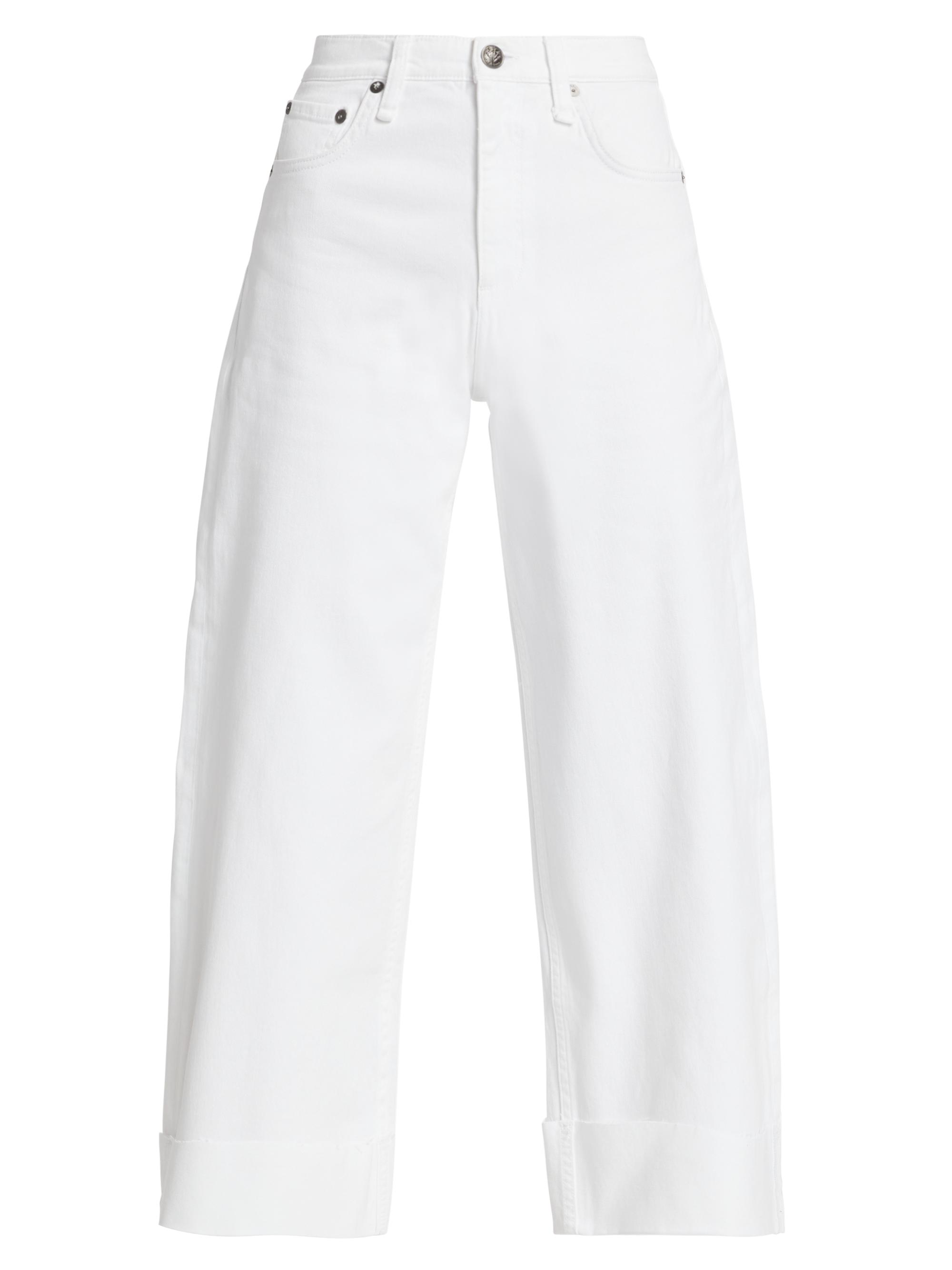 rag & bone Women's Andi High-Rise Wide-Leg Cropped Jeans - White
