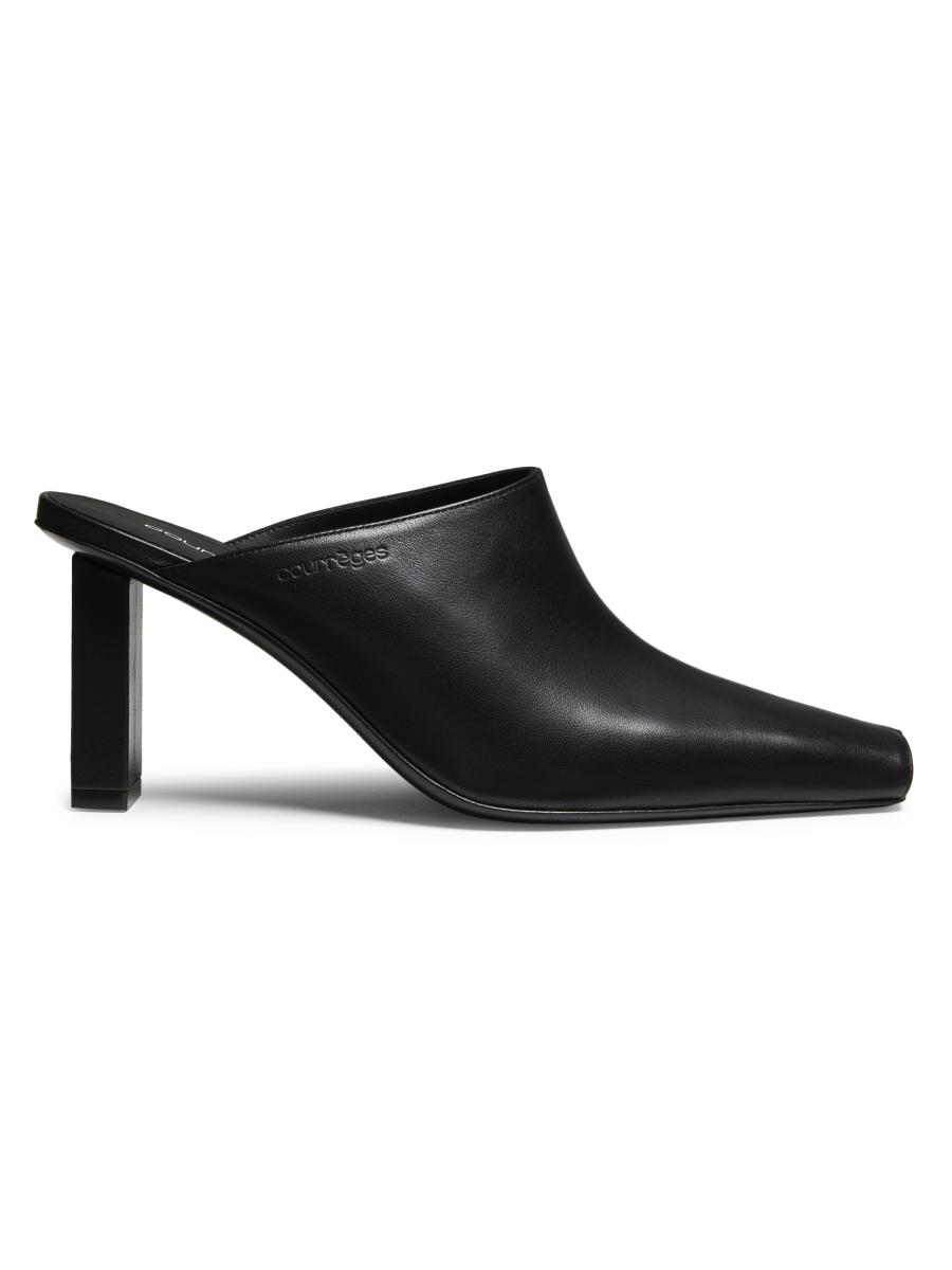 Courreges Logo-Embellished Leather Mules | Saks Fifth Avenue