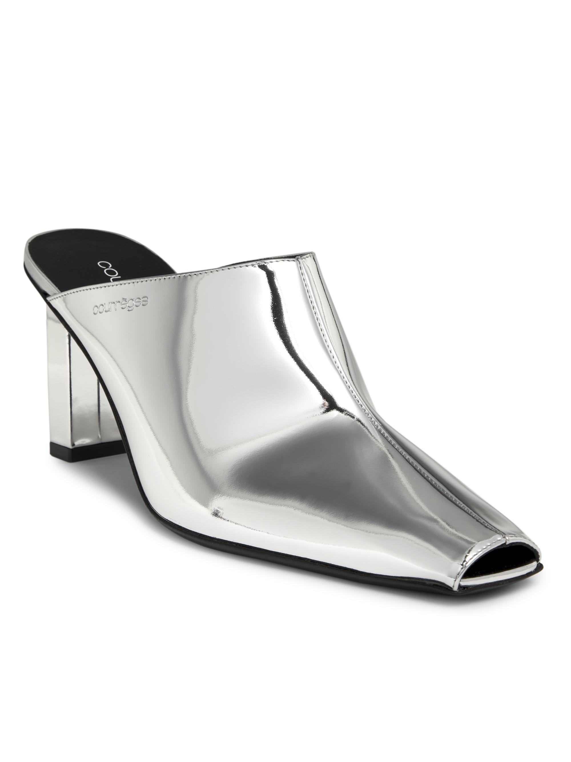 Courrèges Sleek 70mm mirrored mules - Silver