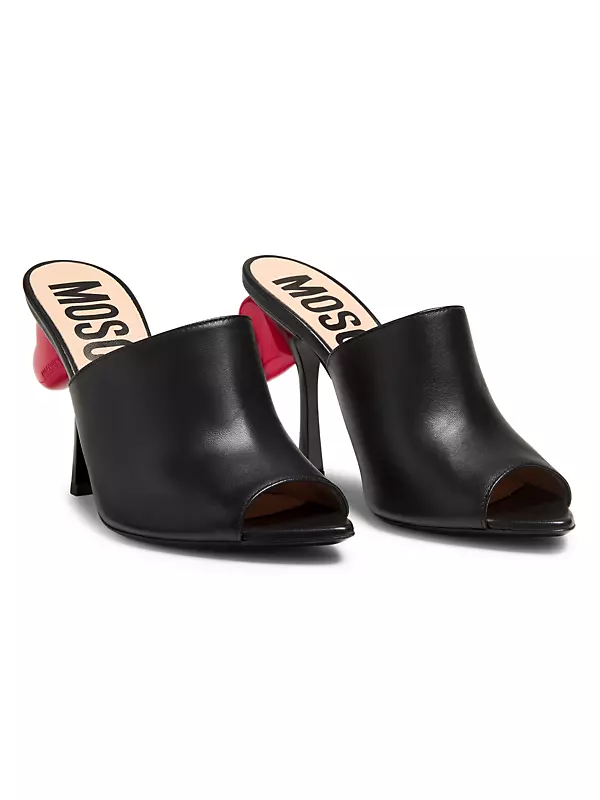 Shop Moschino Sweetheart 88MM Leather Mules | Saks Fifth Avenue