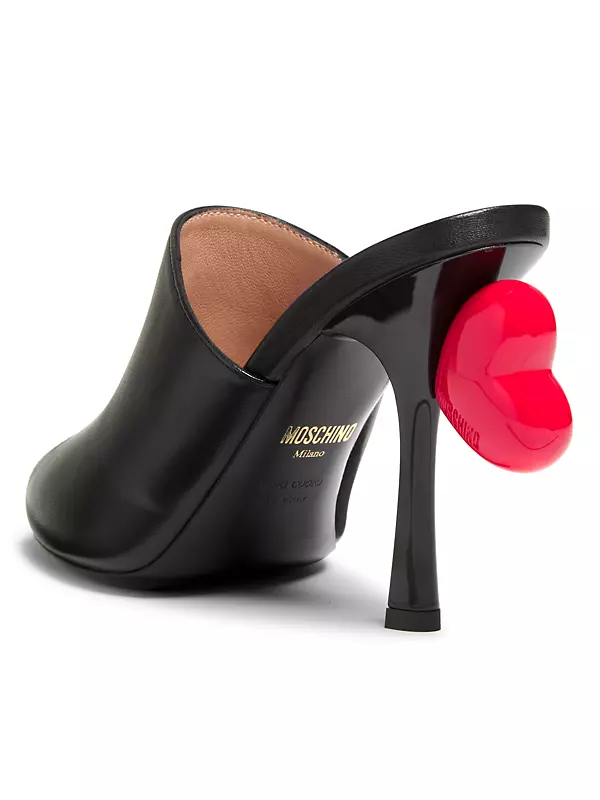 Shop Moschino Sweetheart 88MM Leather Mules | Saks Fifth Avenue