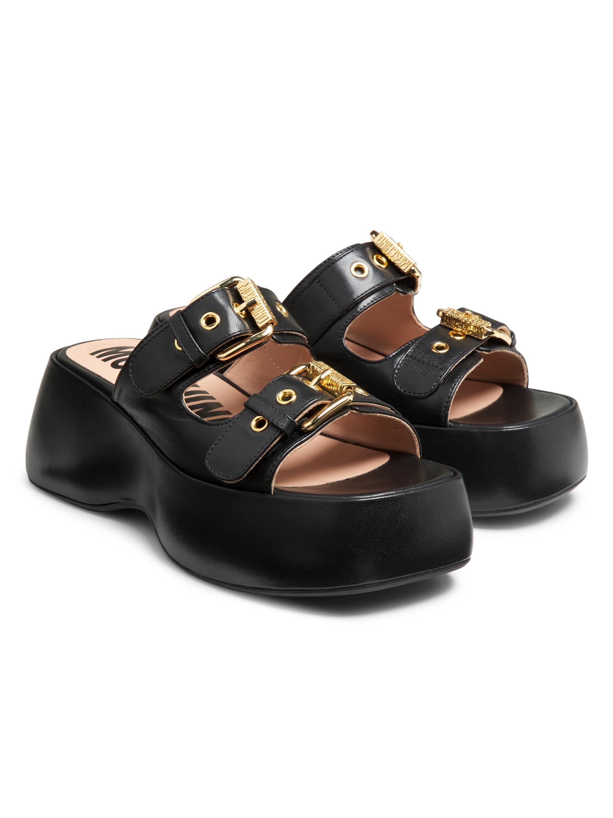 Moschino Buckle Leather Platform Sandals | Saks Fifth Avenue