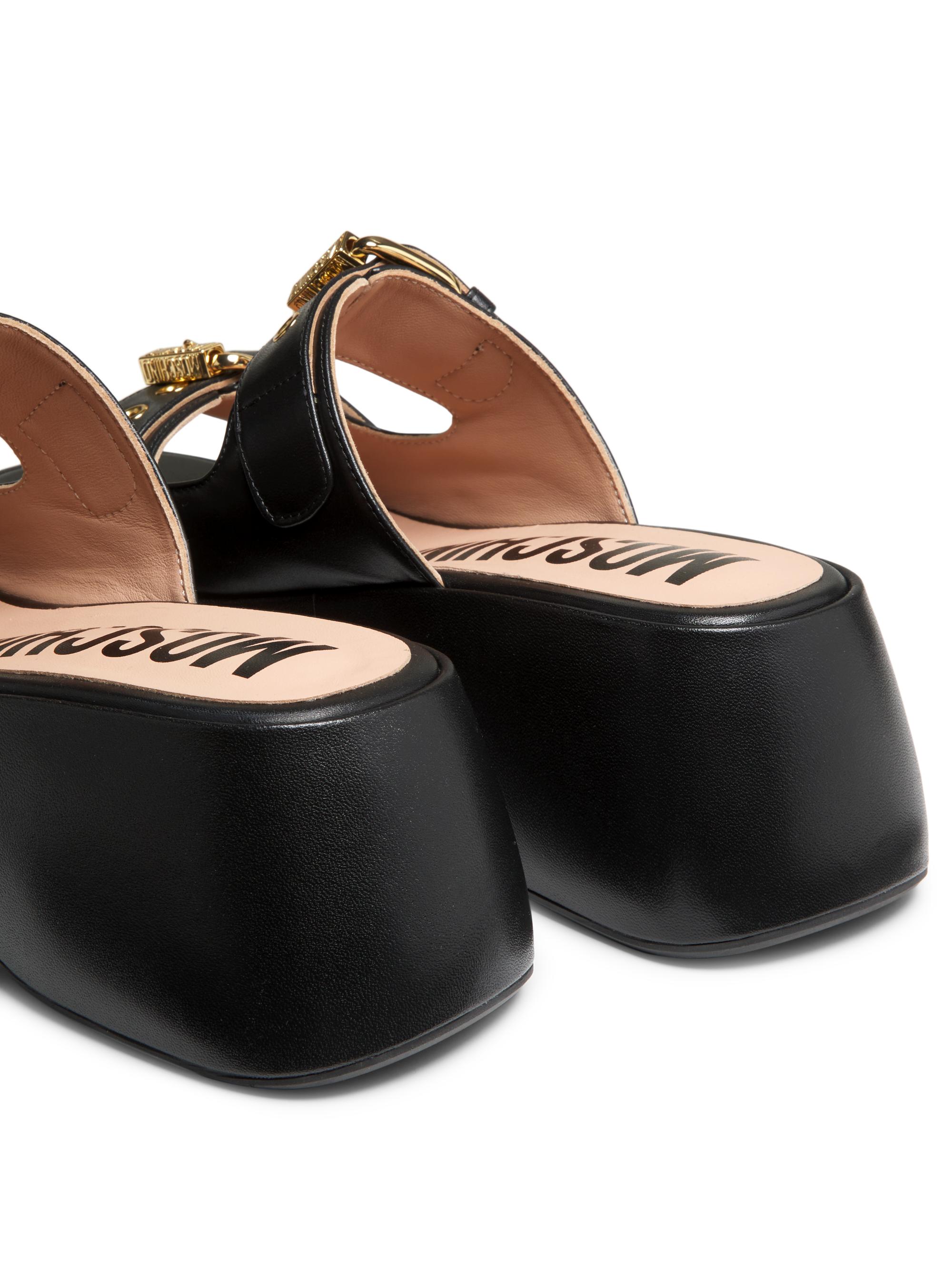 Moschino Buckle Leather Platform Sandals Saks Fifth Avenue