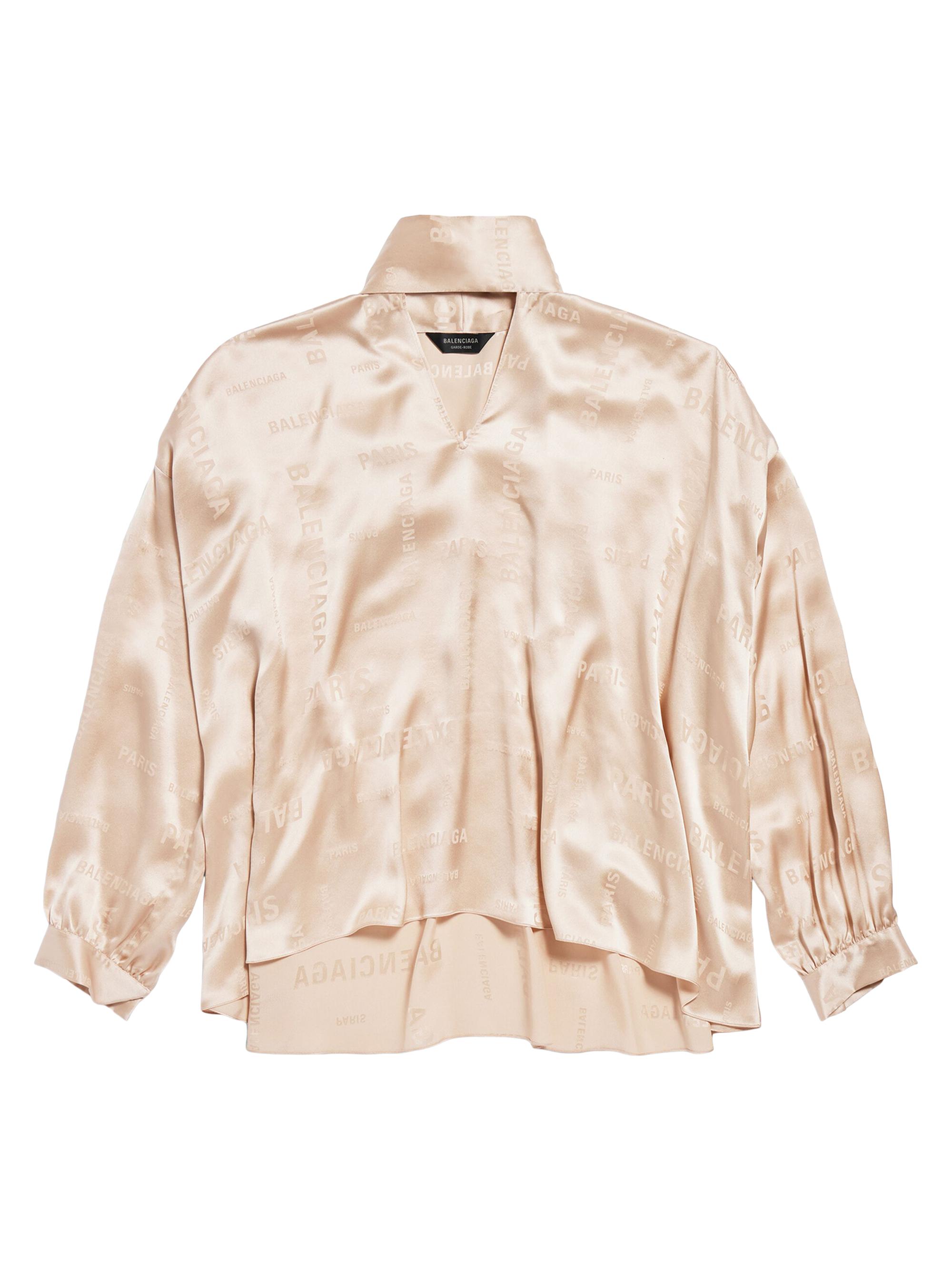 Balenciaga Women's Bal Paris Allover Vareuse Oversized Blouse - Beige