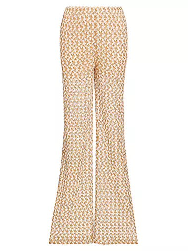 Metallic Abstract Knit Flare Trousers