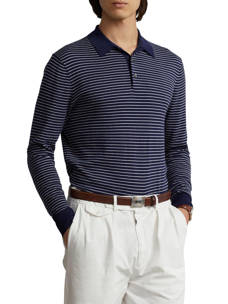 Supreme Vertical Stripe Knit L S Polo (FW18) - $148