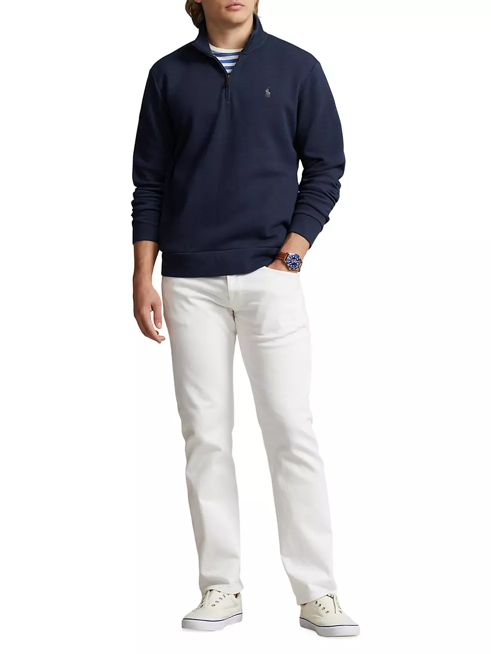 Cotton-Blend Quarter-Zip Sweatshirt
