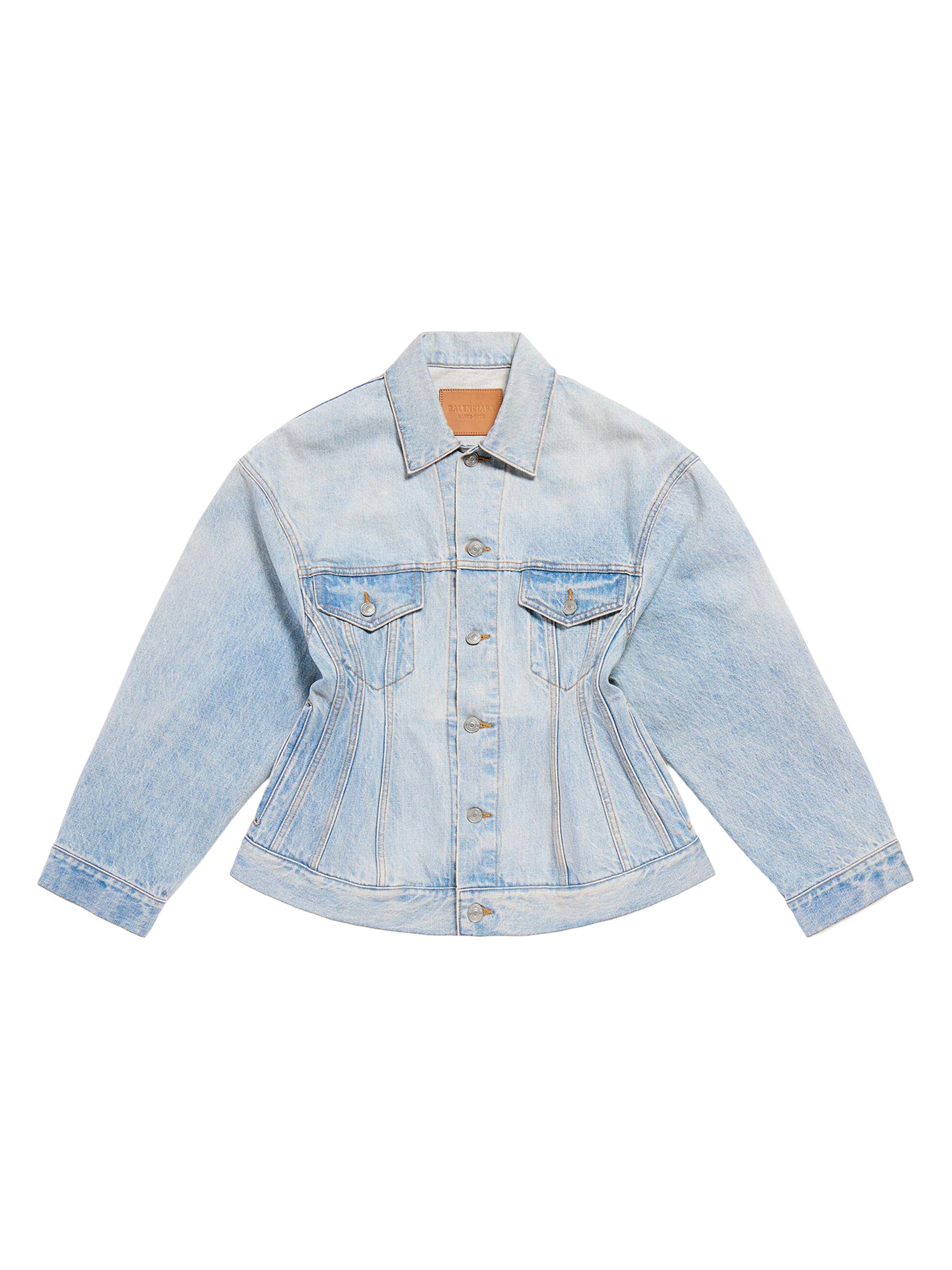 Balenciaga Women's Hourglass Denim Jacket - Light Blue