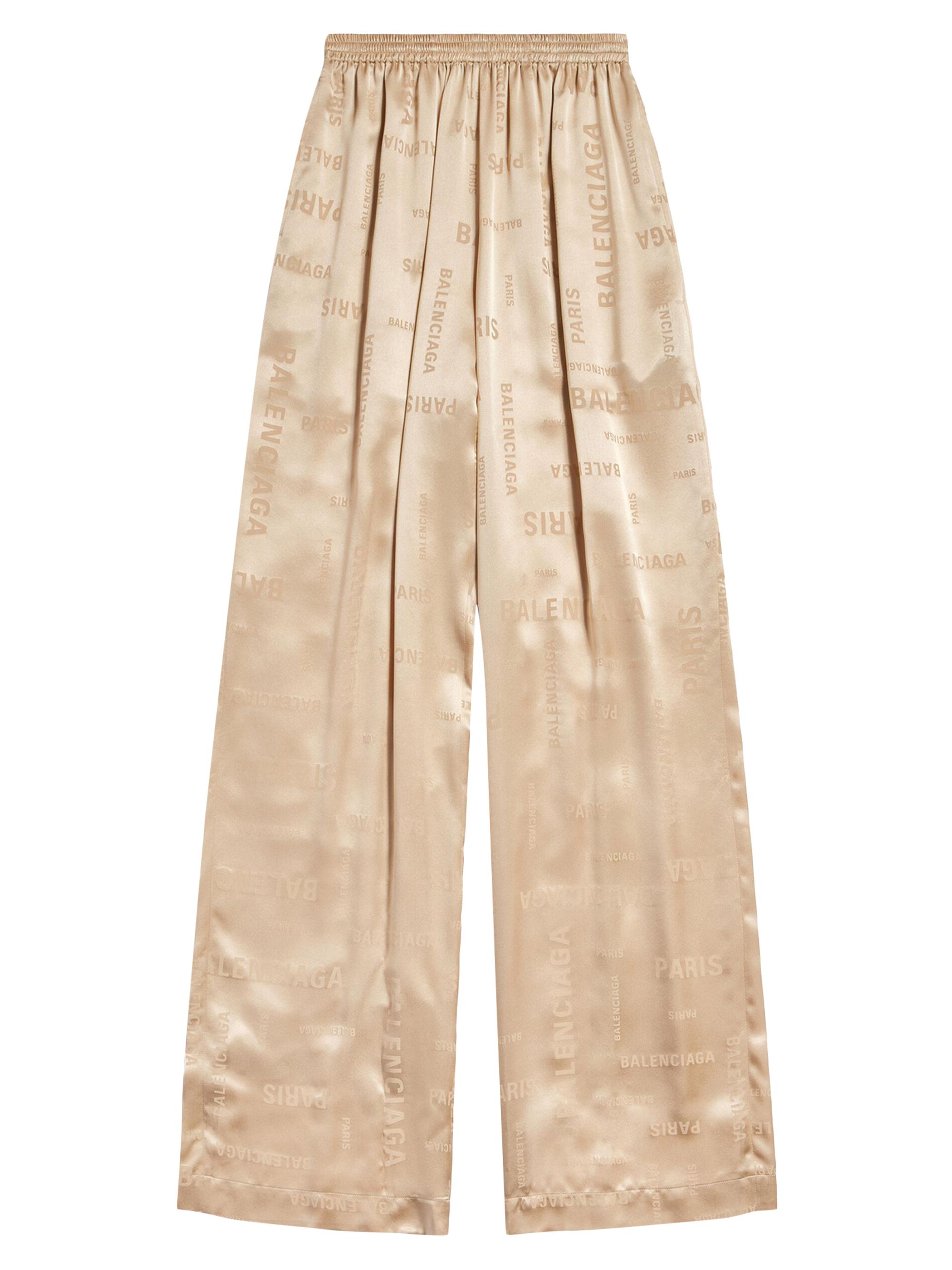 Balenciaga Women's Bal Paris Allover Fluid Tracksuit Pants - Light Beige