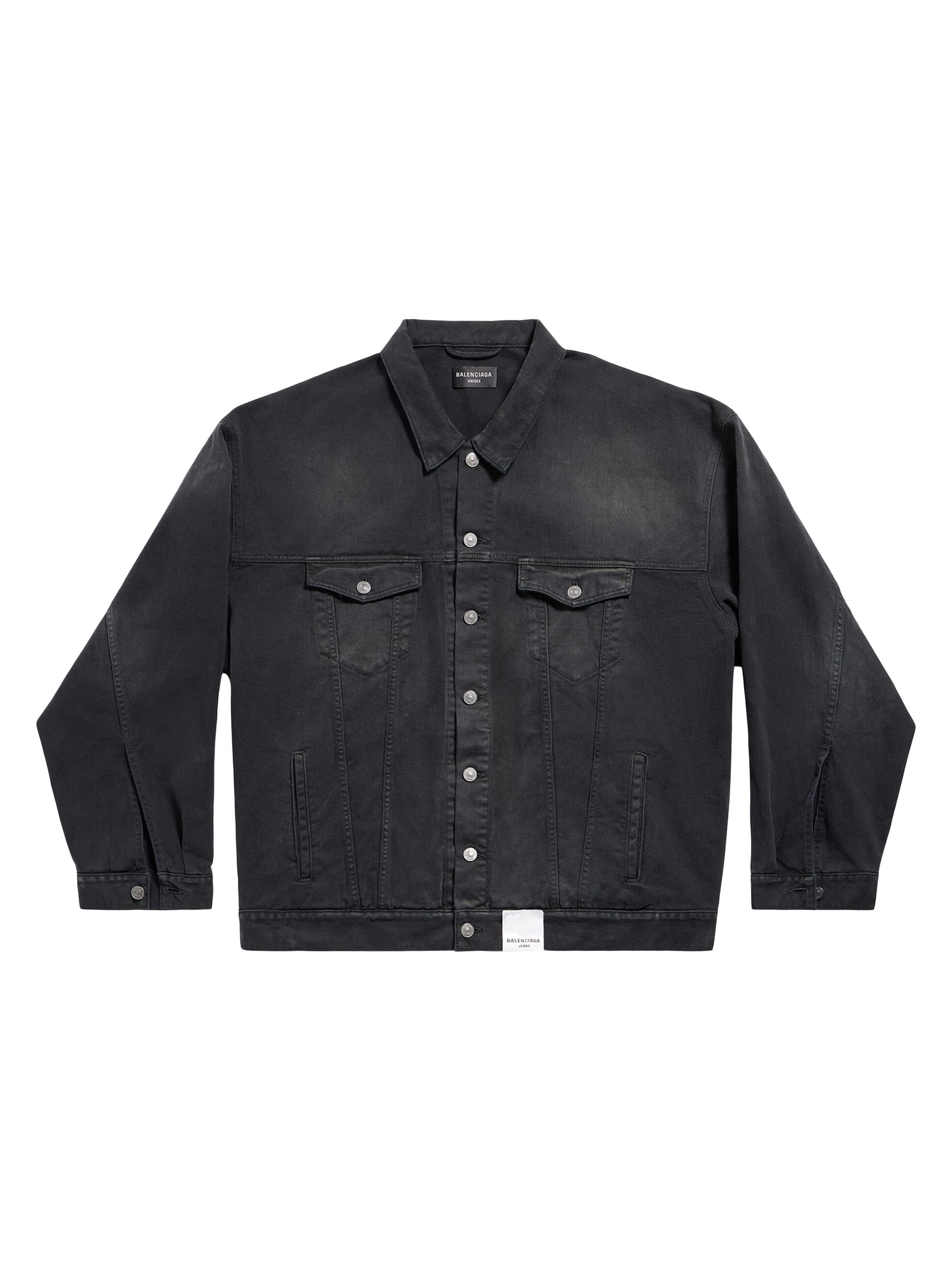 Balenciaga Denim Size Sticker Jacket - Black