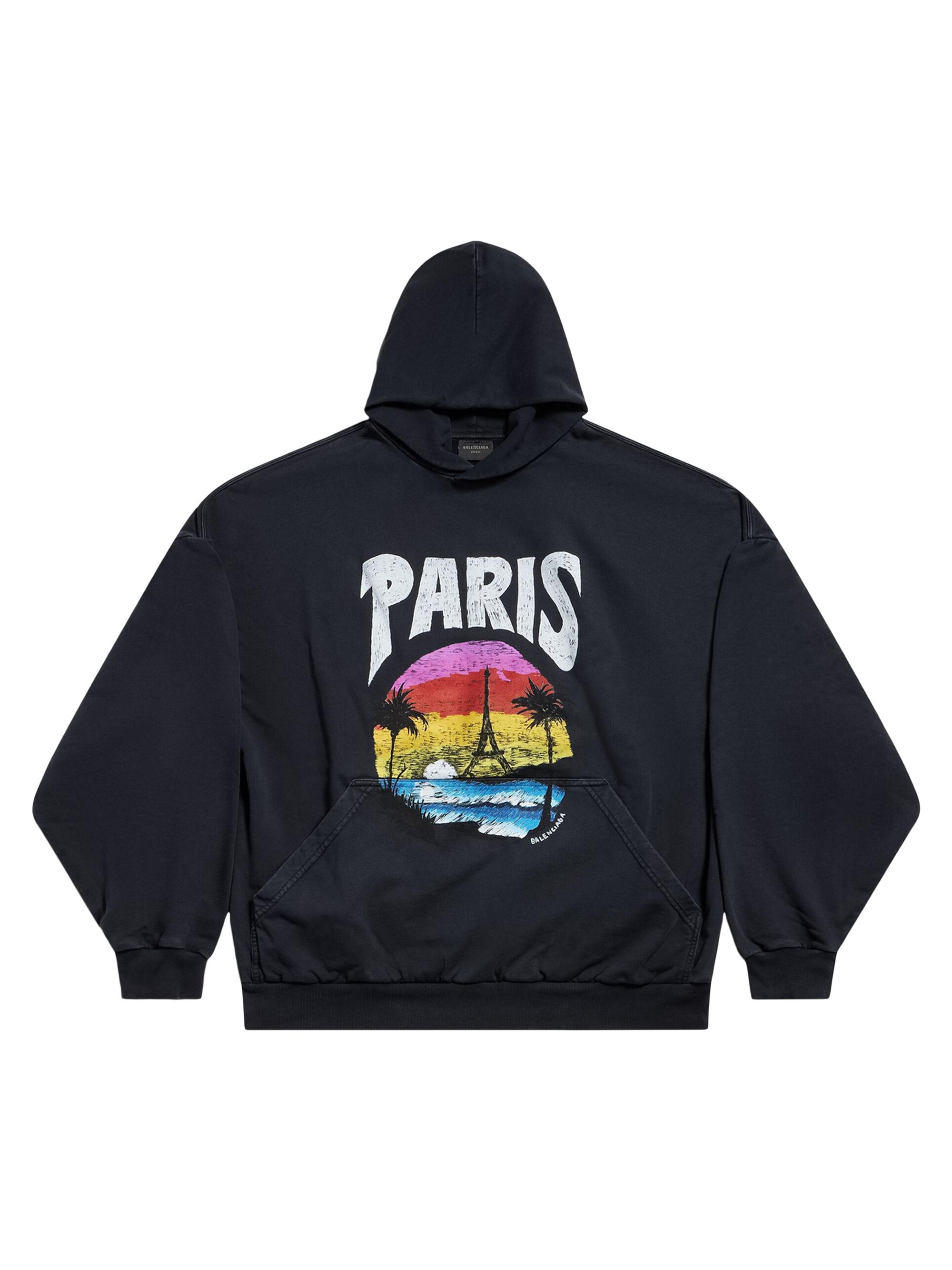 【BALENCIAGA】PARIS TROPICAL ROUND HOODIE Balenciaga Paris Tropical Round Hoodie Oversized | Saks Fifth Avenue