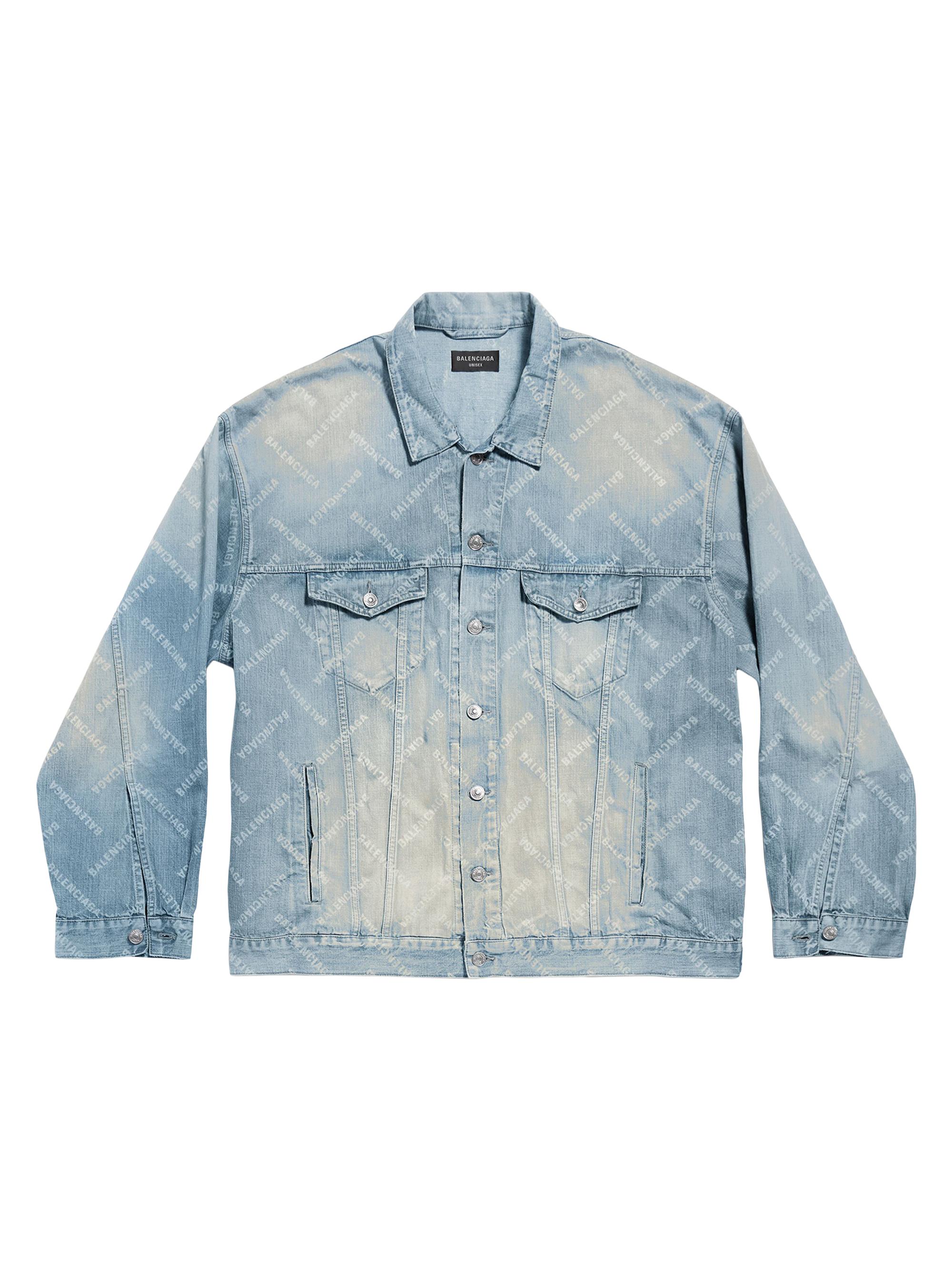 Balenciaga Bal Diagonal Allover Oversized Jacket - Blue