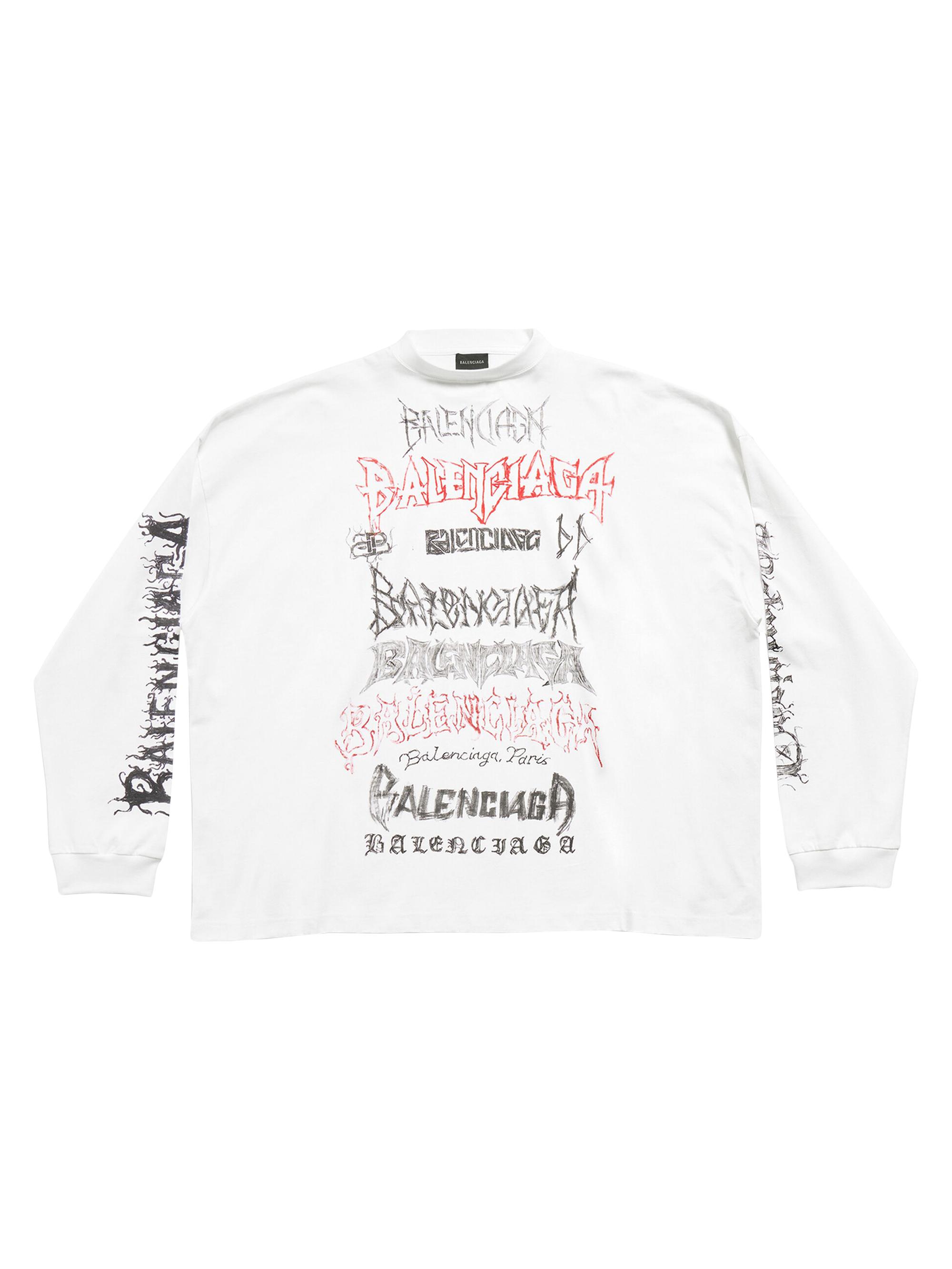 【値下げ済】Balenciaga ホワイト DIY l Tシャツ　正規品 Balenciaga Diy Metal Long Sleeve T-Shirt Medium Fit | Saks Fifth