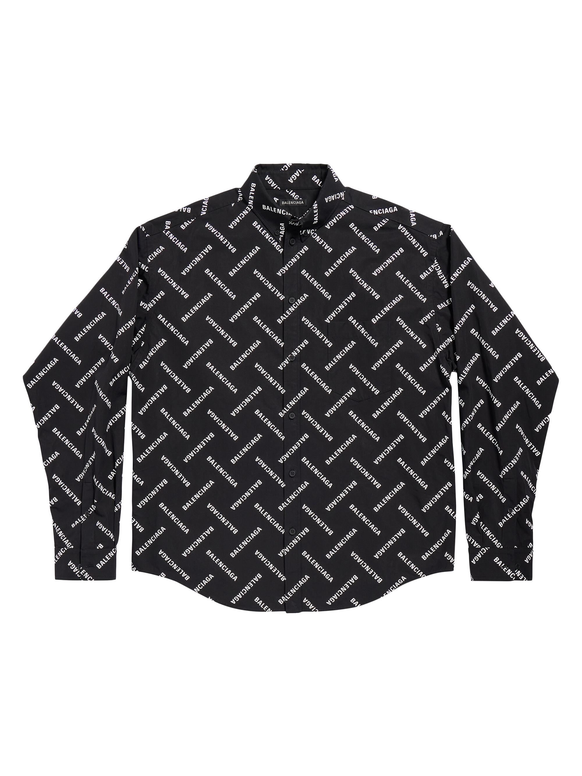 Balenciaga Men's Bal Diagonal Allover Shirt - Black