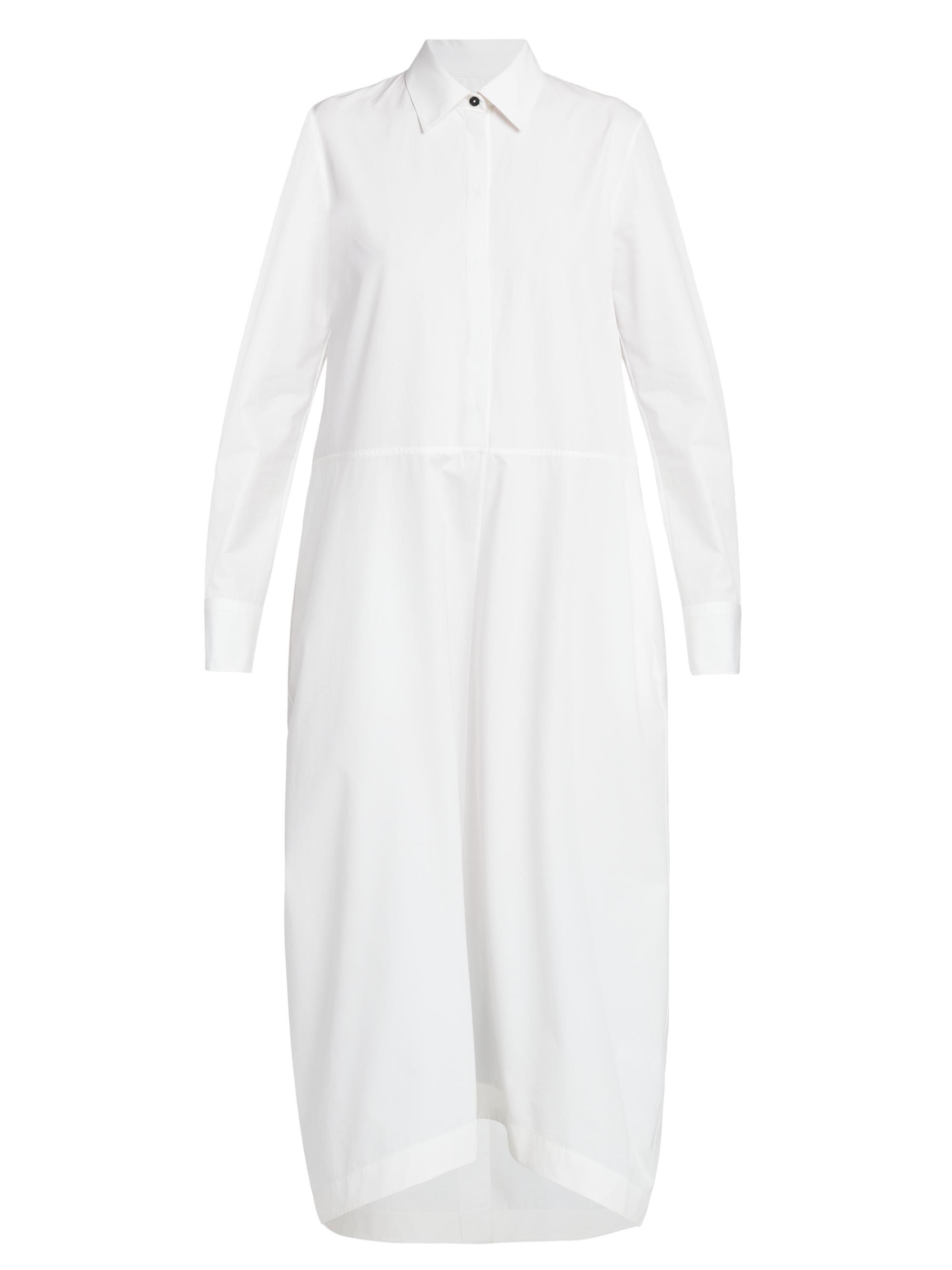 Jil Sander Women's Cotton Bell-Skirt Shirtdress - Optic White