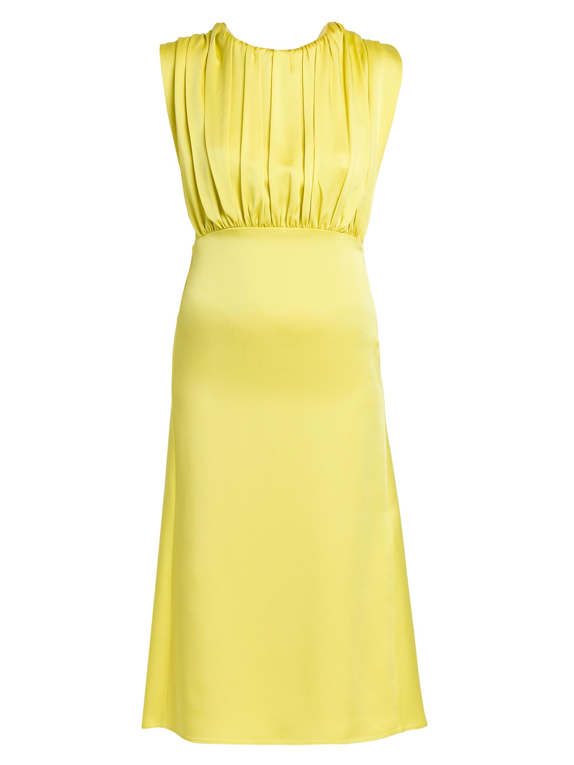 Jil Sander Women's Satin Pleated Midi-Dress - Acid Green