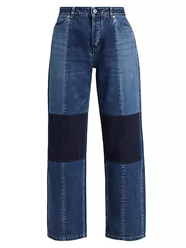 High-Rise Patchwork Wide-Leg Jeans