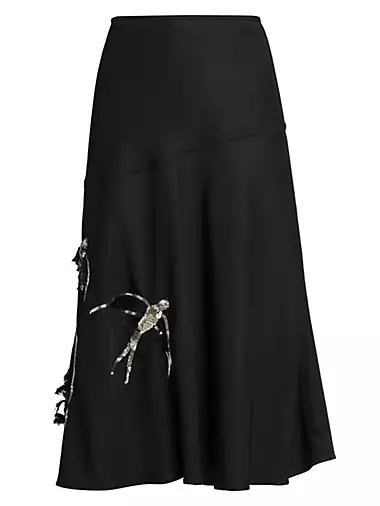 Sequin Swallow Midi-Skirt