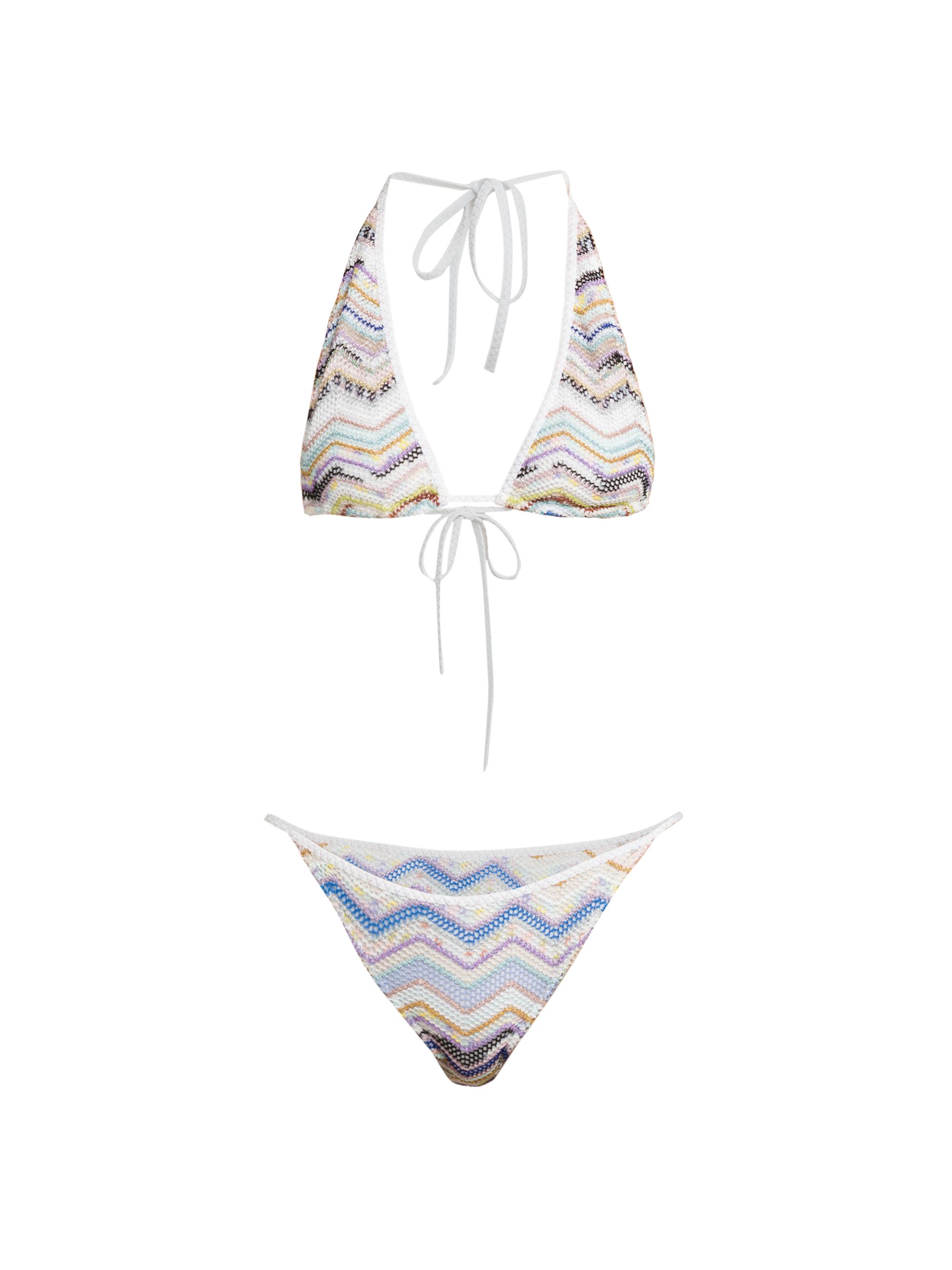 Missoni Women's Knit Zigzag Triangle Bikini Set - Multicolor Blue Tones