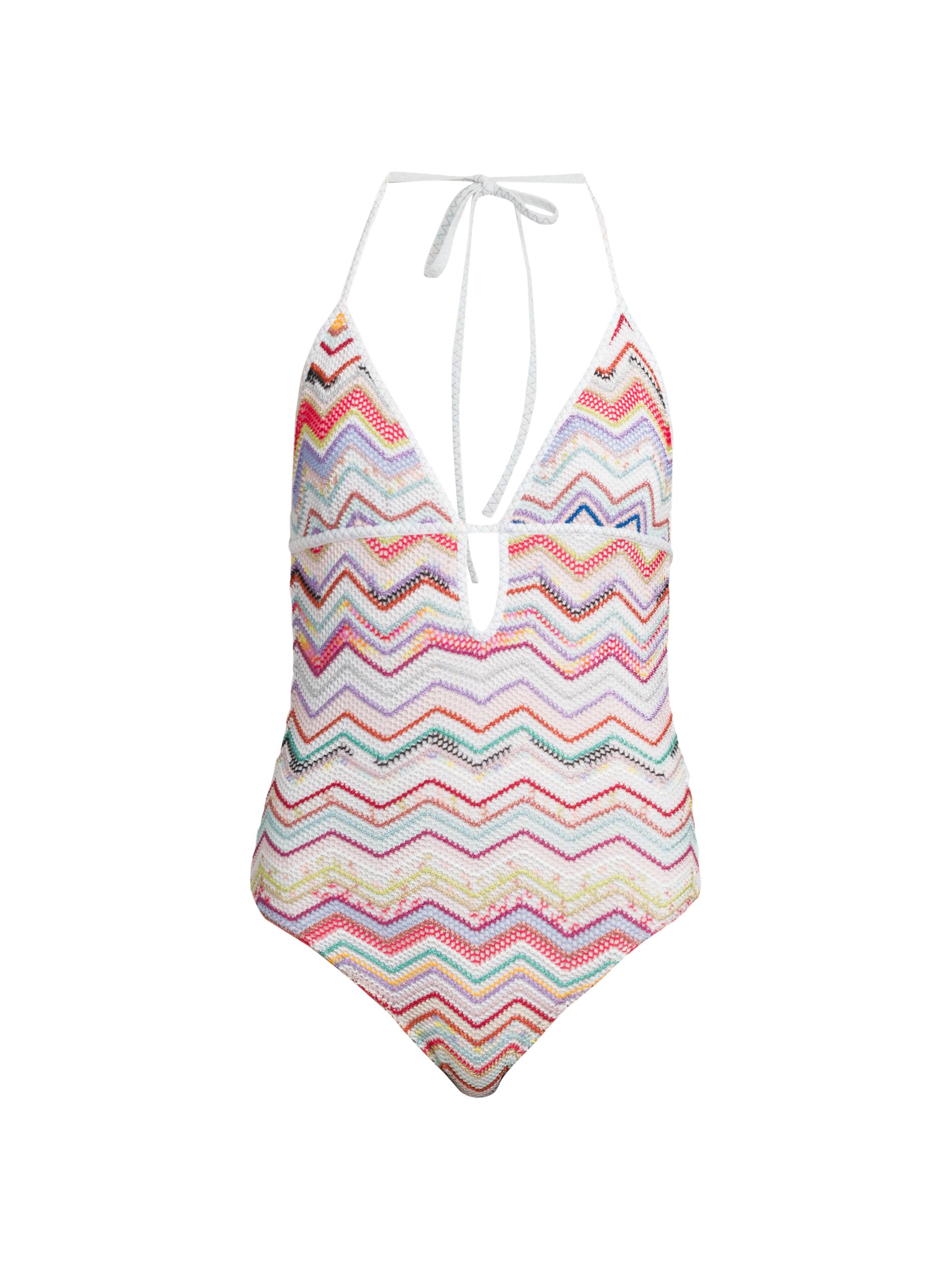 Missoni Women's Zigzag Halterneck One-Piece Swimsuit - Multicolor Blue Tones