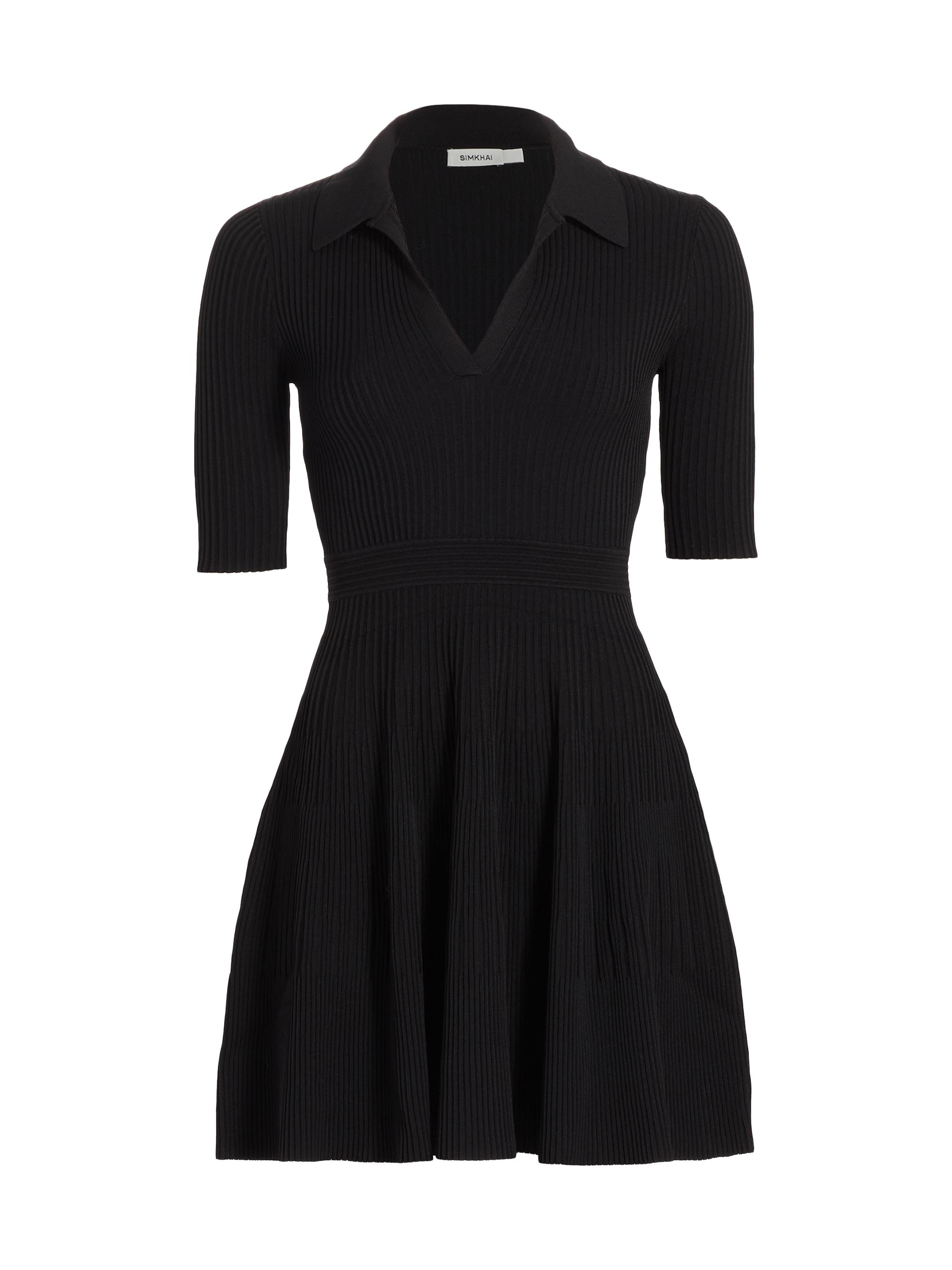 SIMKHAI Women's Patricia Ribbed Polo Minidress - Black