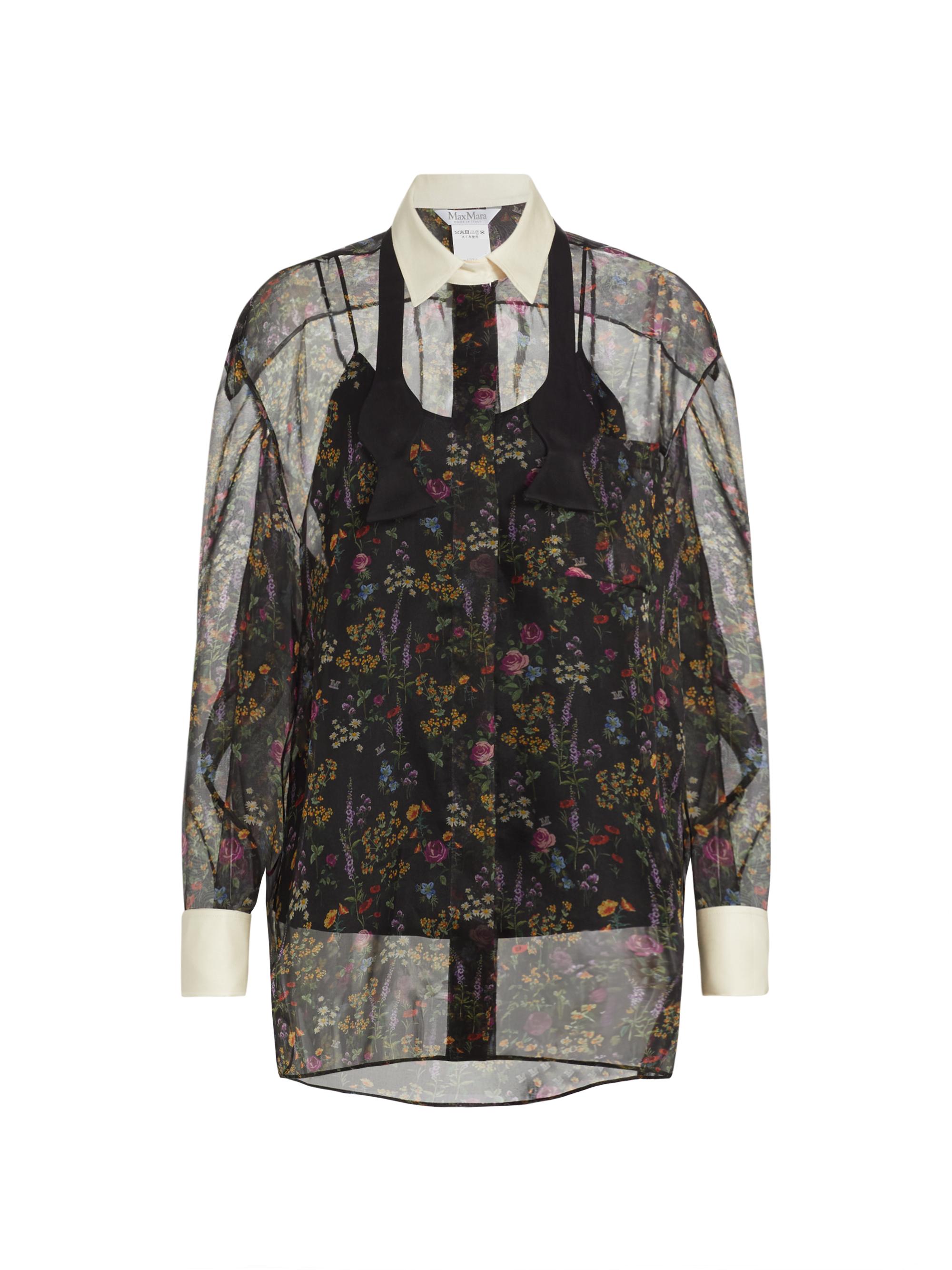 Max Mara Women's Marocco Sheer Floral Silk Shirt - Black