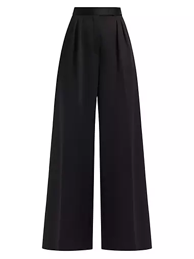 Max Mara Women's Black Acerbo Wide Leg Printed Silk Pants Size 8 NWT – Walk  Into Fashion