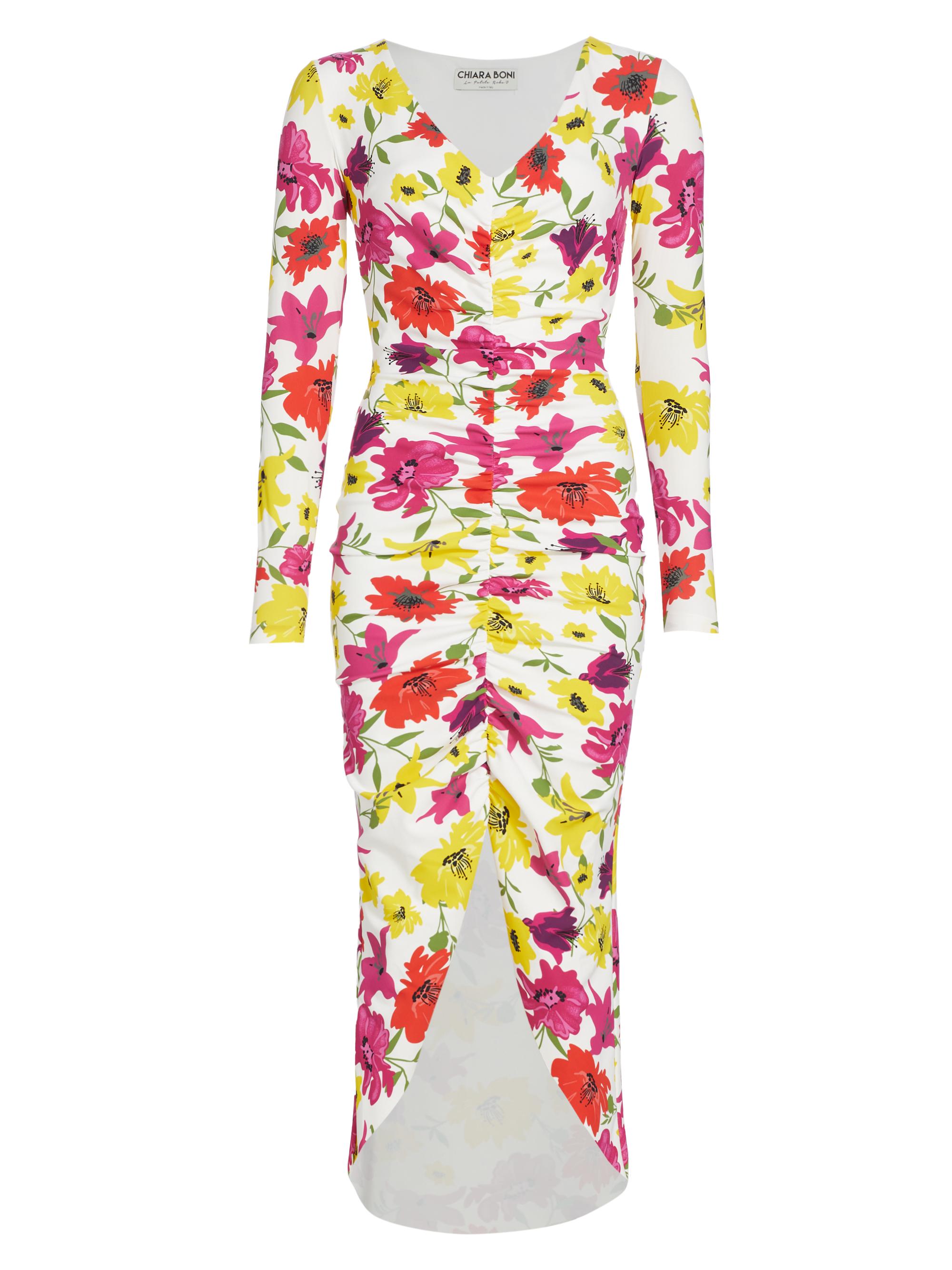 Chiara Boni La Petite Robe Women's Tatangela Floral Ruched Midi-Dress - Vibrant Flowers