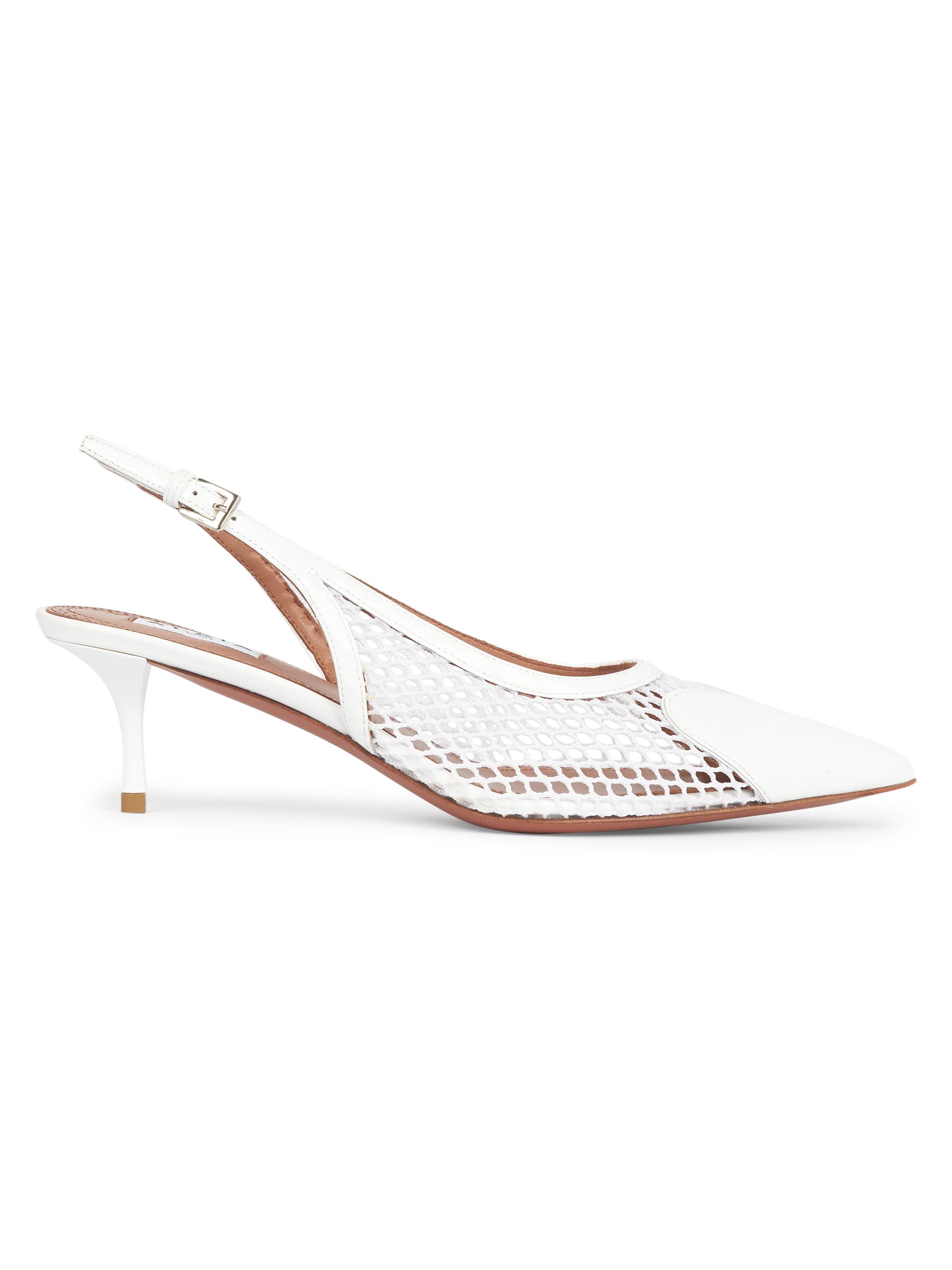 Alaïa Women's Le Coeur 55MM Mesh Leather Slingback Pumps - Blanc
