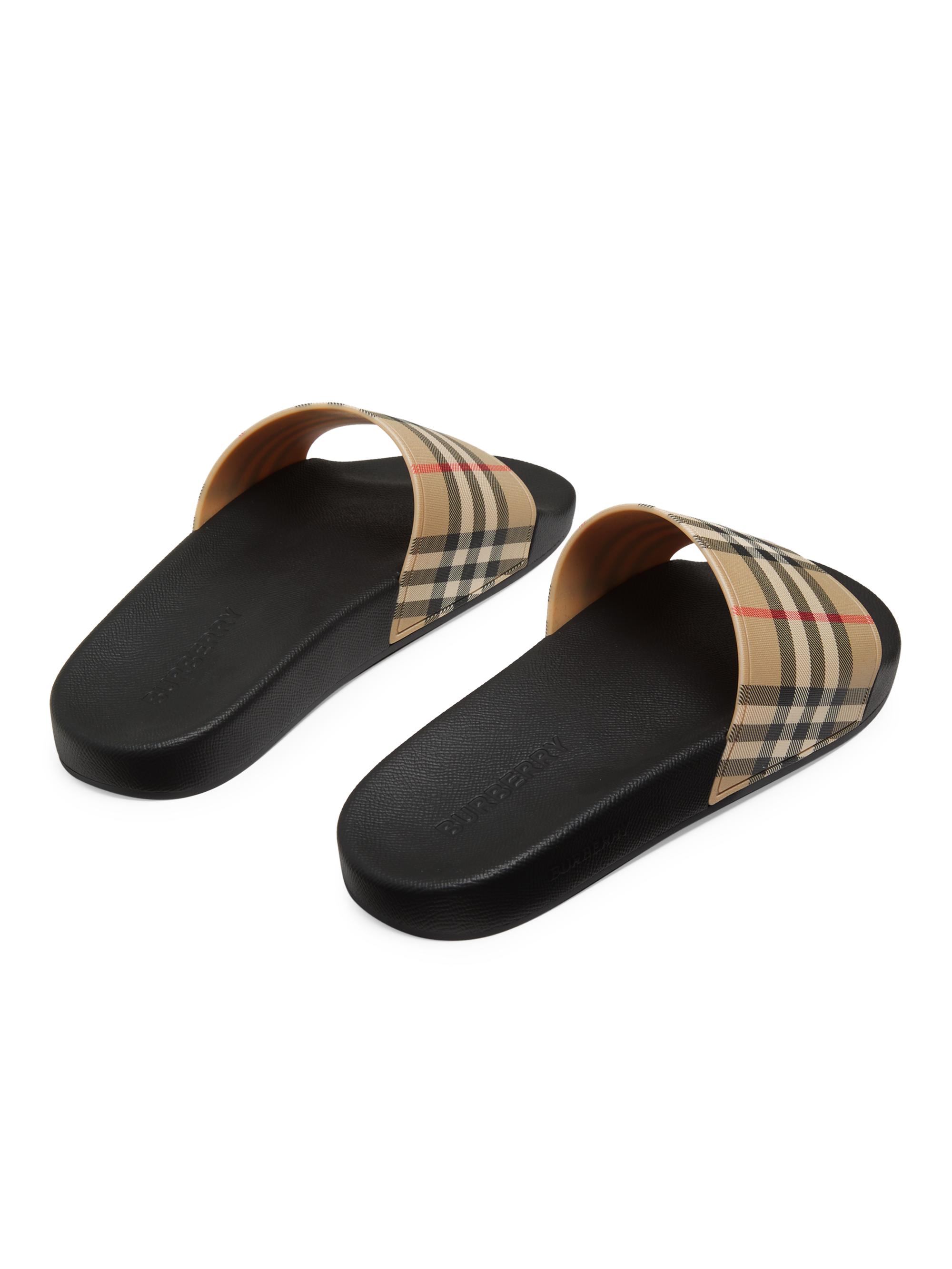 サンダル BURBERRY Burberry Furley Check Slide Sandals | Saks Fifth Avenue