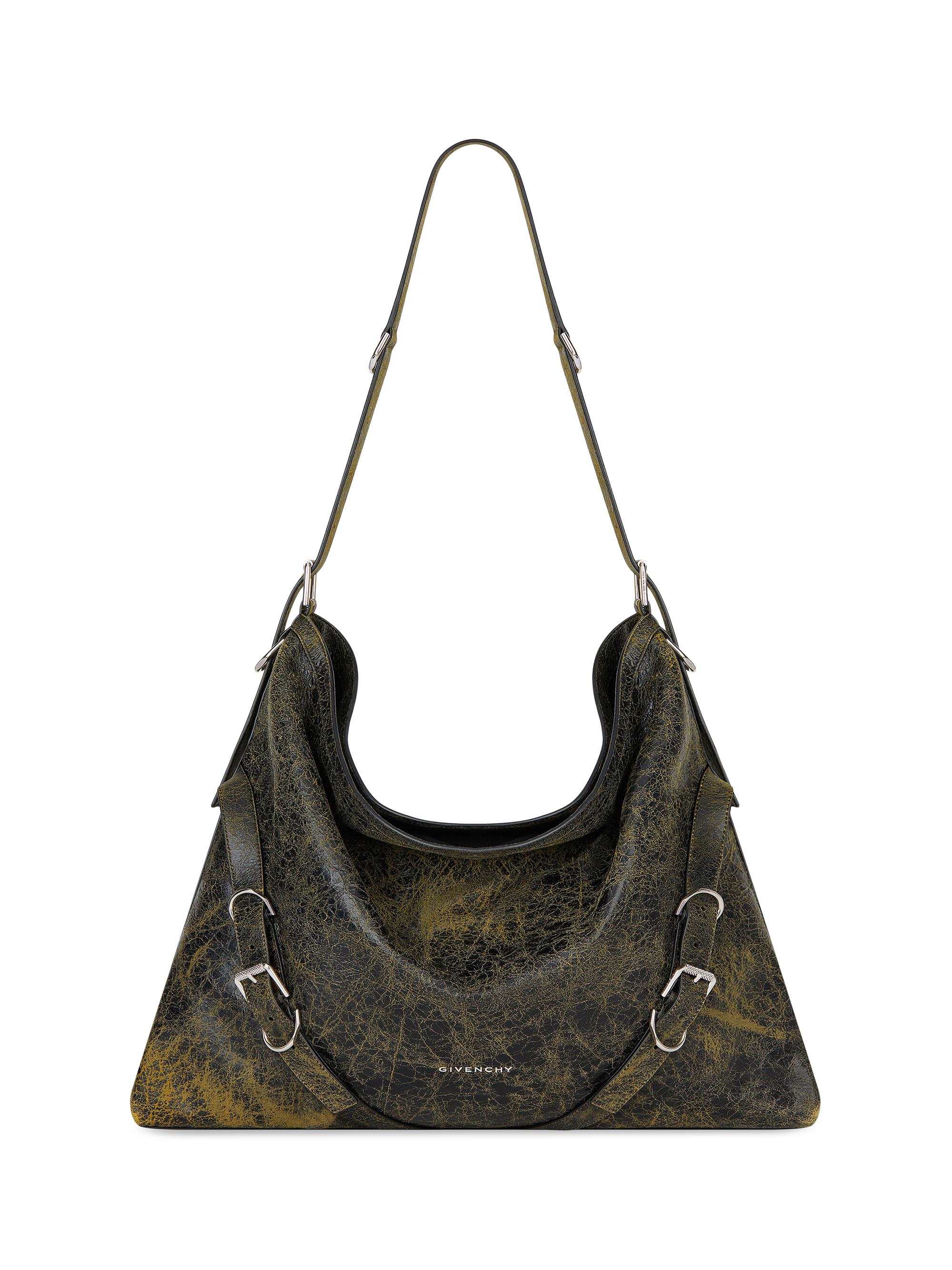 Givenchy Men's  Voyou Bag in Crackled Leather - Black Yellow