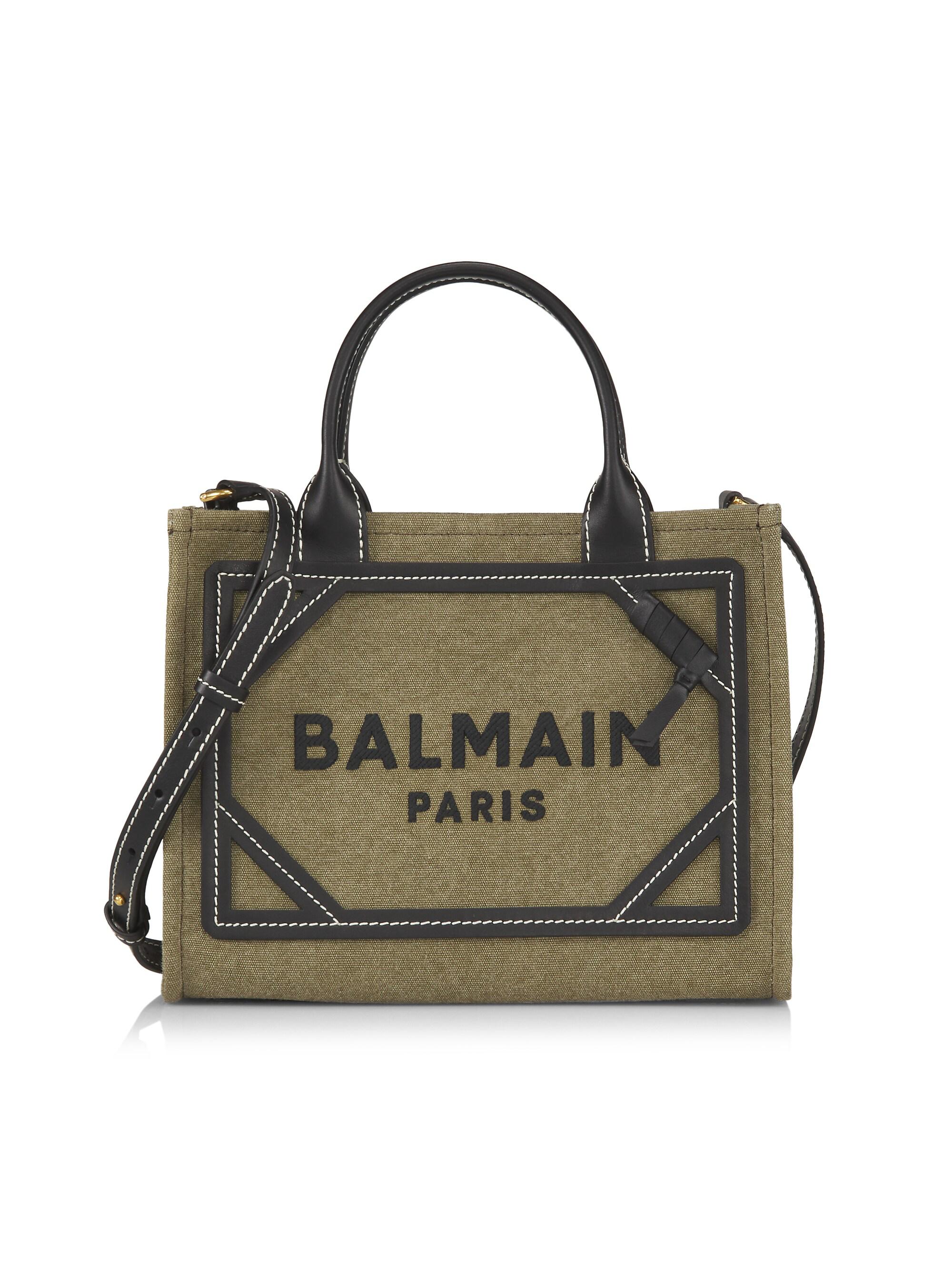 Balmain Women's B-Army Canvas Logo Shopper Tote Bag - Khaki Noir