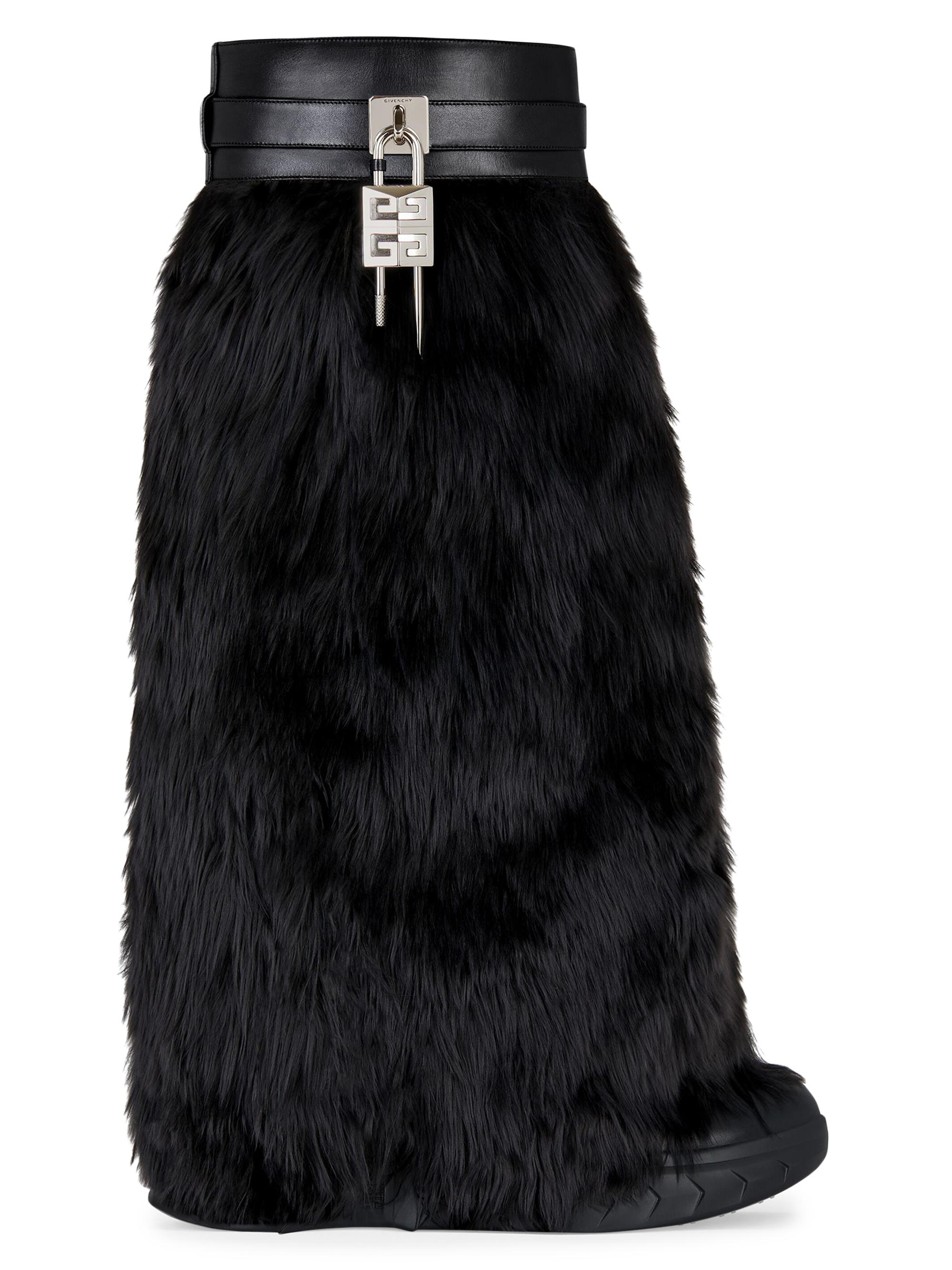 Givenchy Women's Shark Lock Biker Low Heel Boots in Alpaca - Black