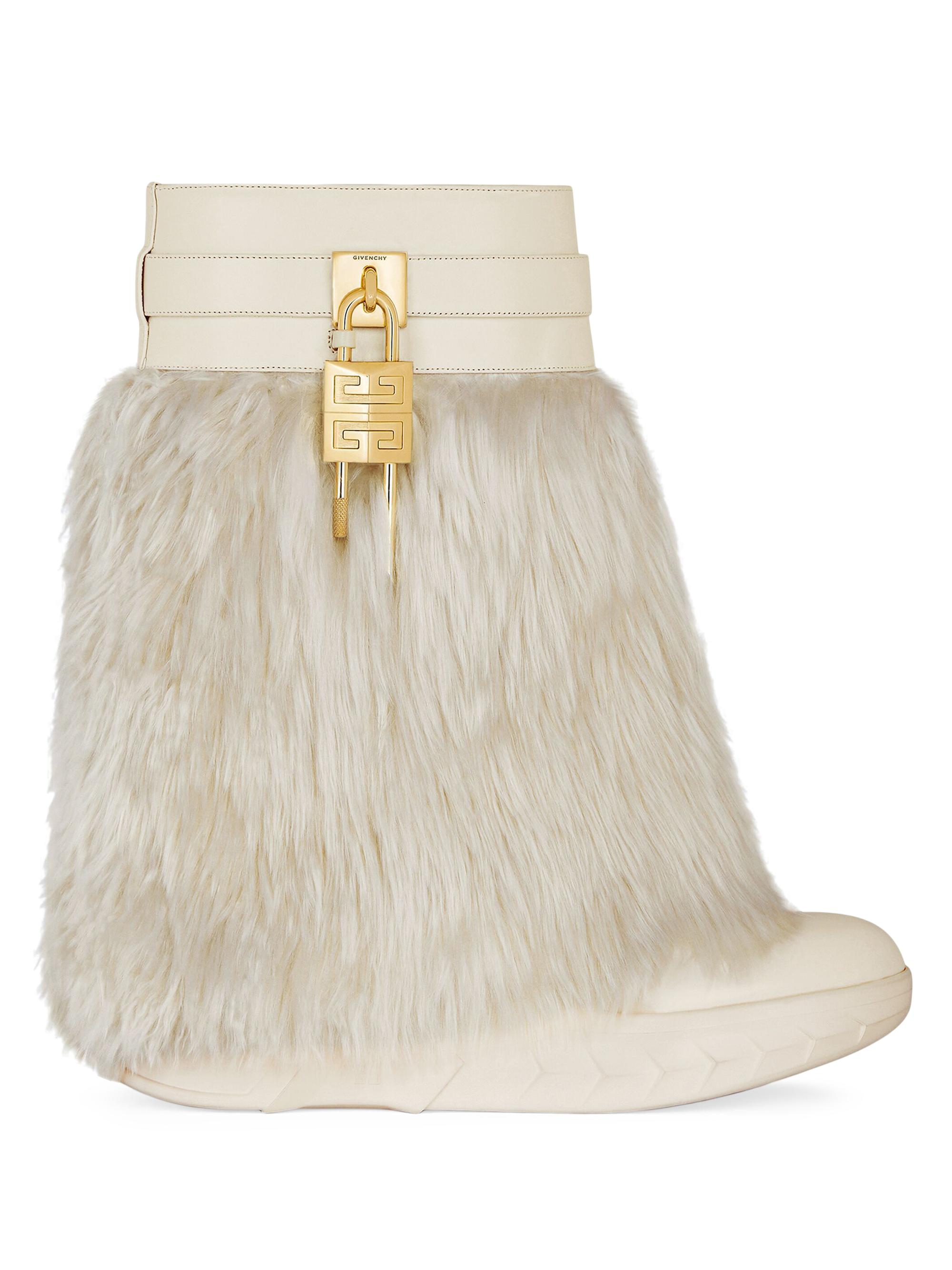 Givenchy Women's Shark Lock Biker Low Heel Ankle Boots in Alpaca -